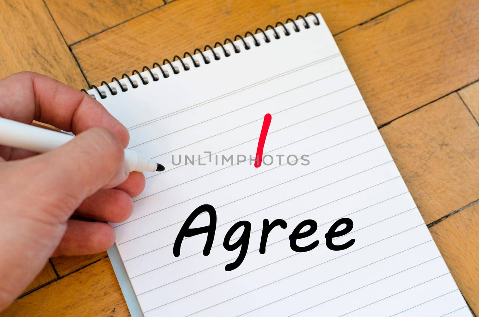 I agree text concept write on notebook