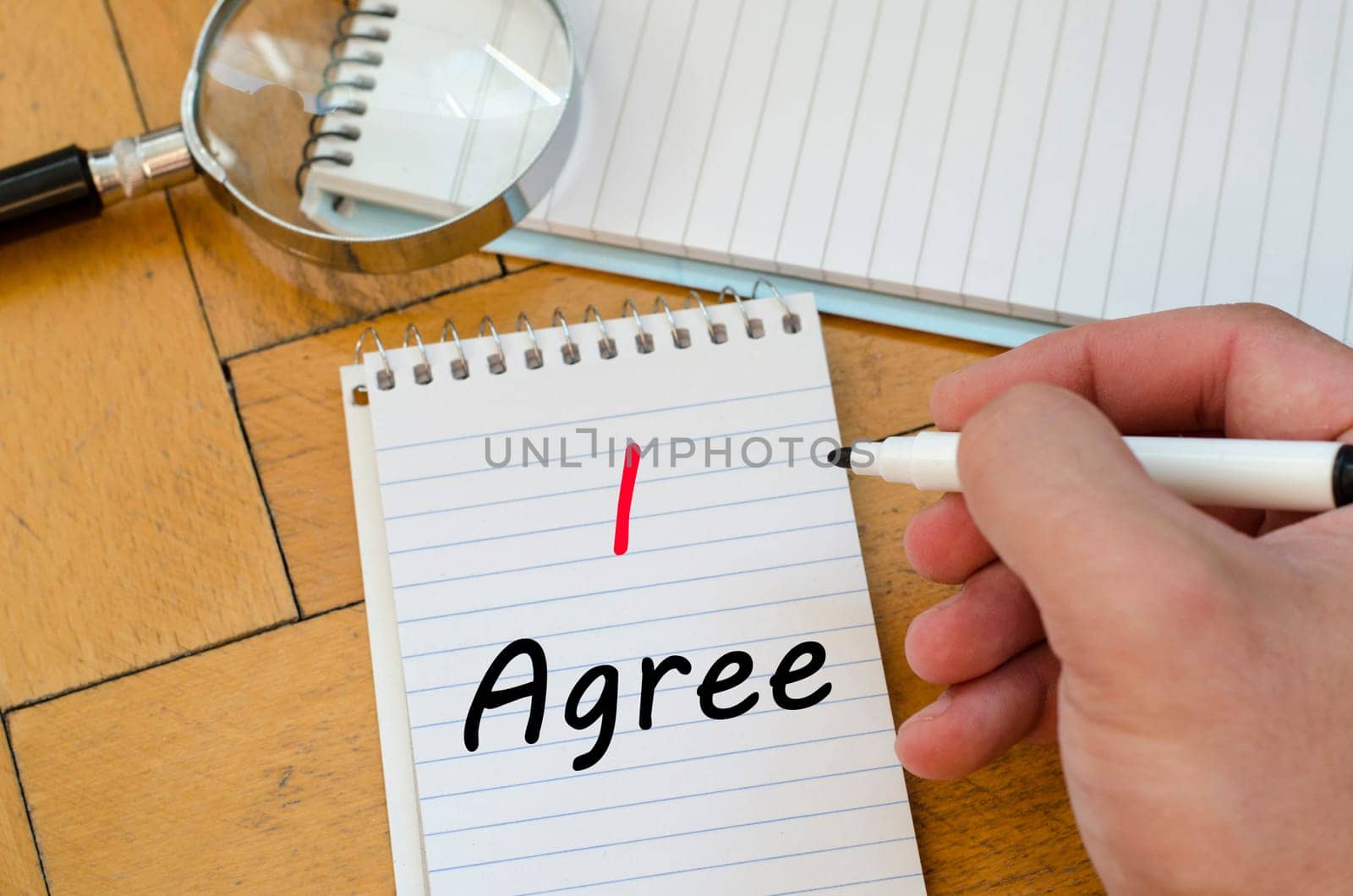 I agree text concept write on notebook