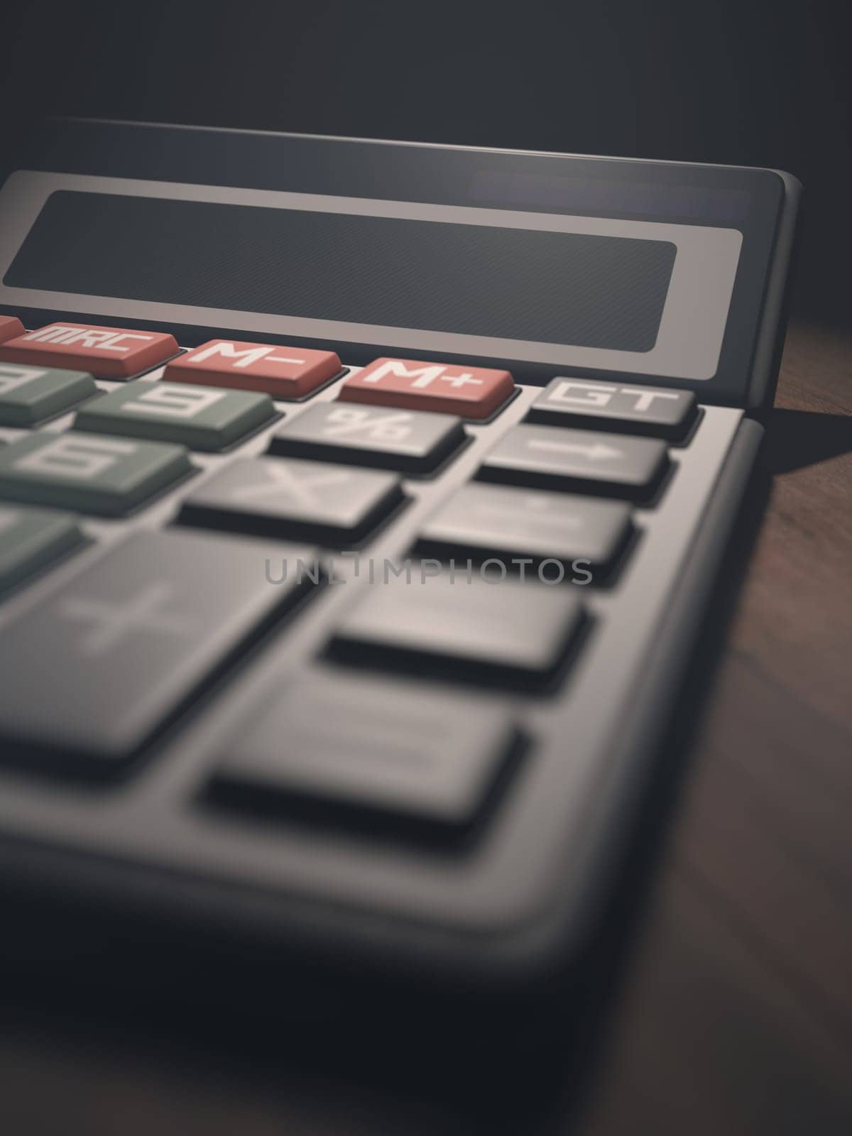 Calculator with digital display blank. Your text or number on display.