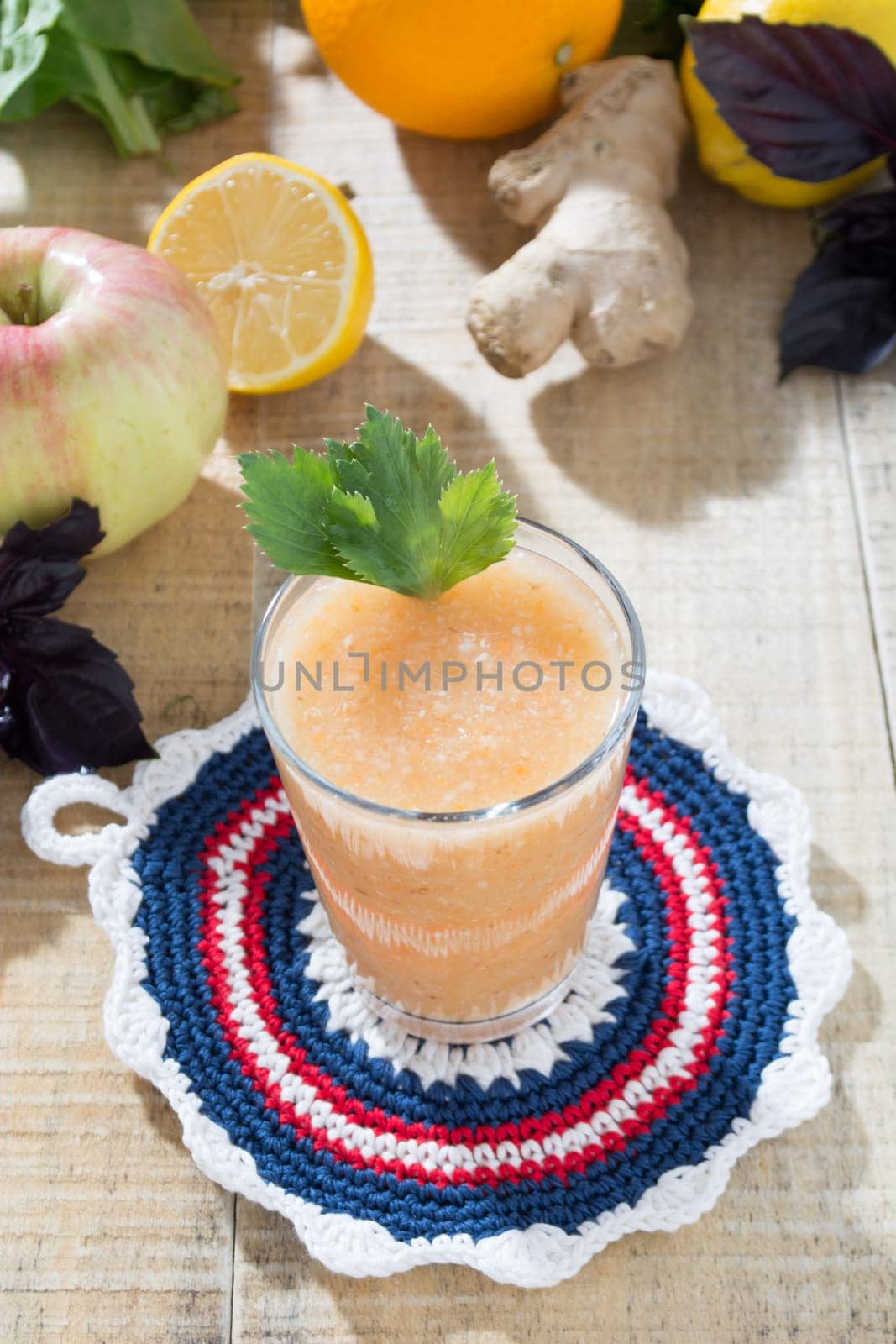 Healthy detox ginger drink with other healthy ingredients