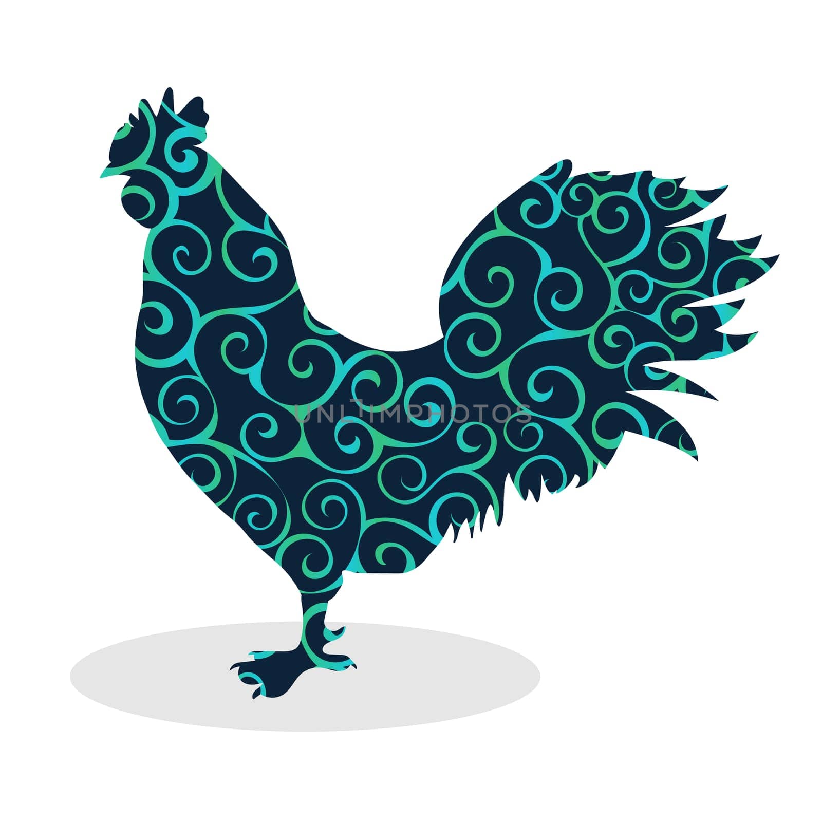 Cock Vintage silhouette pattern bird. Vector illustration.