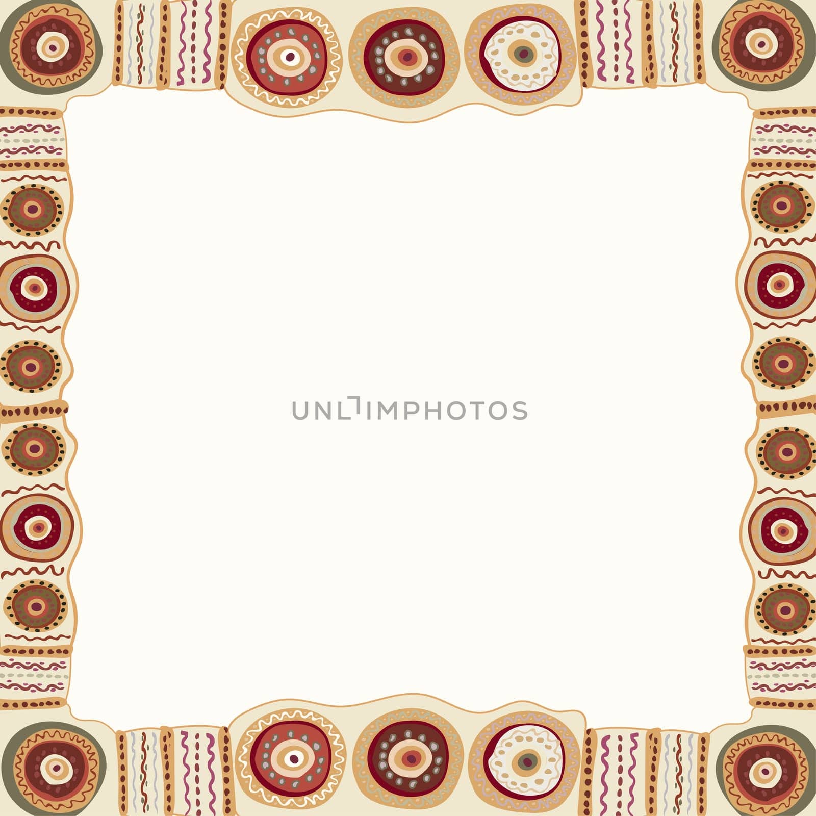 Ethnic hand painted square frame. Vector illustration.