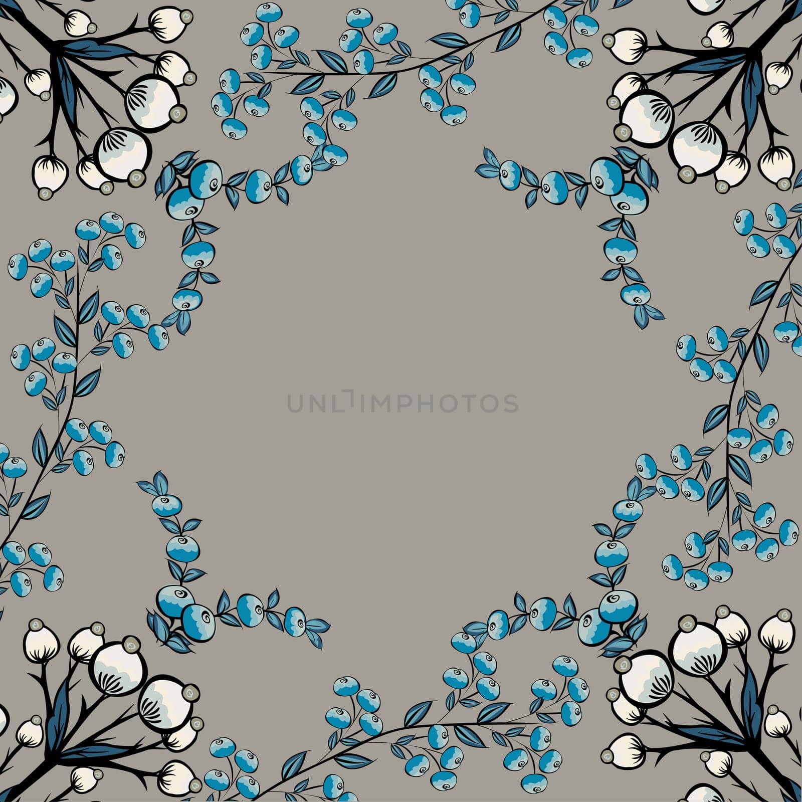 Berries natural vector background. Floral pattern place text.
