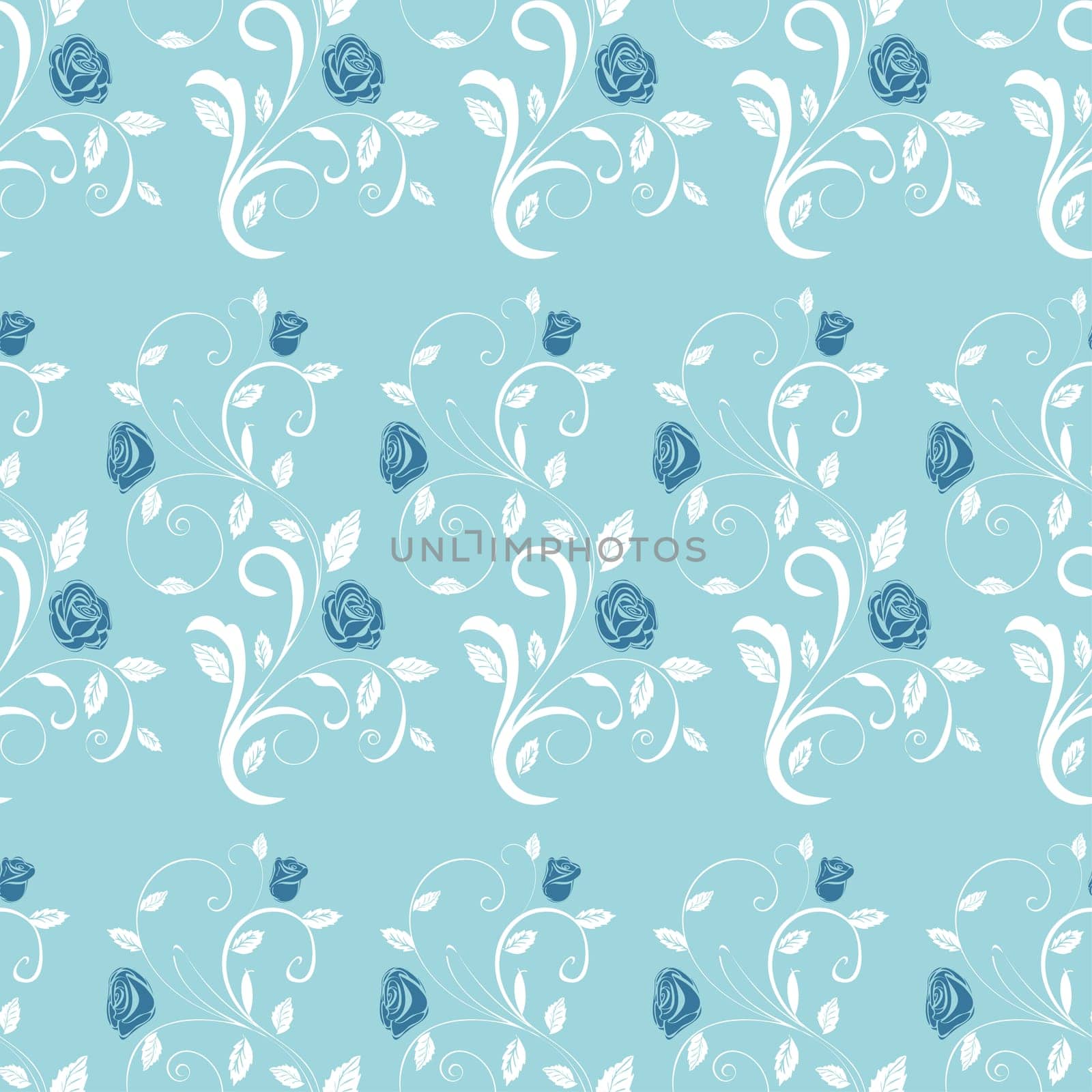 Retro seamless pattern branches roses. Vector illustration.