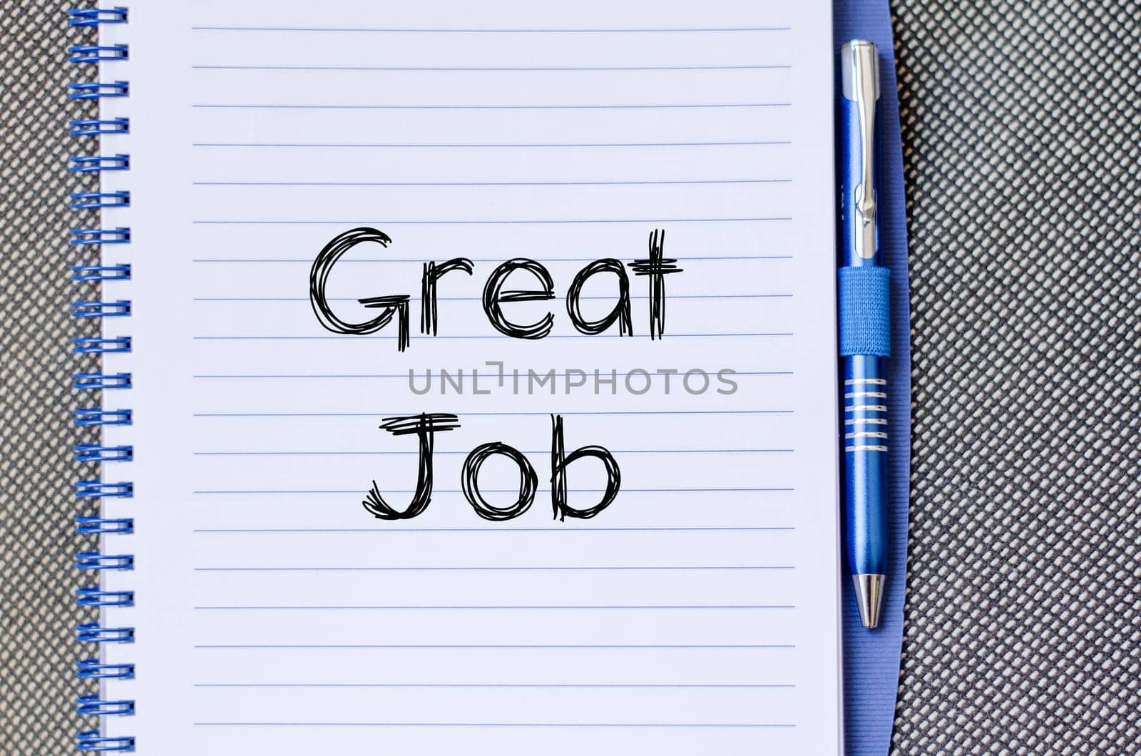 Great job text concept write on notebook