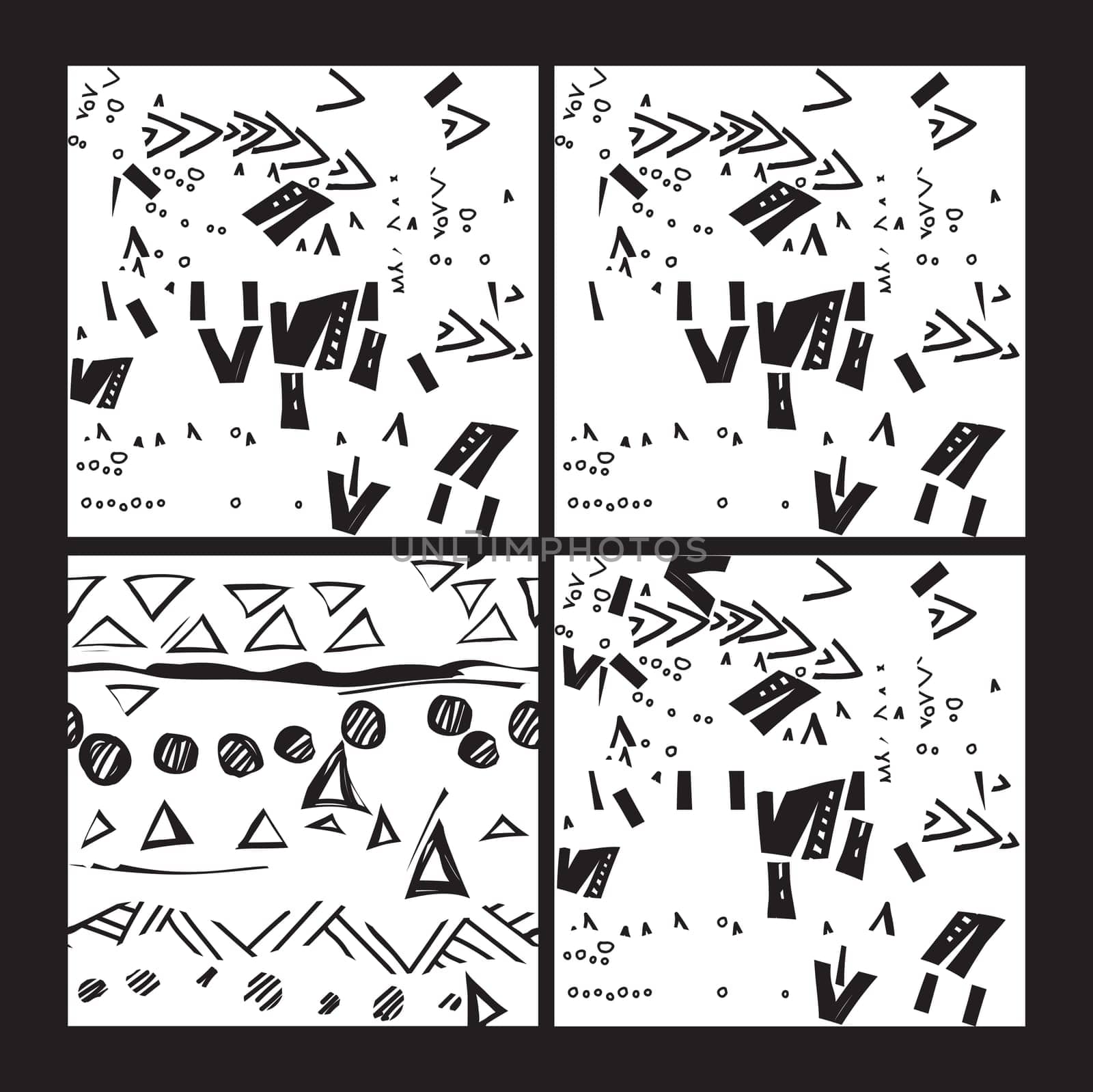 Set of grunge seamless pattern lines borders background doodles texture elements abstract stripe for design