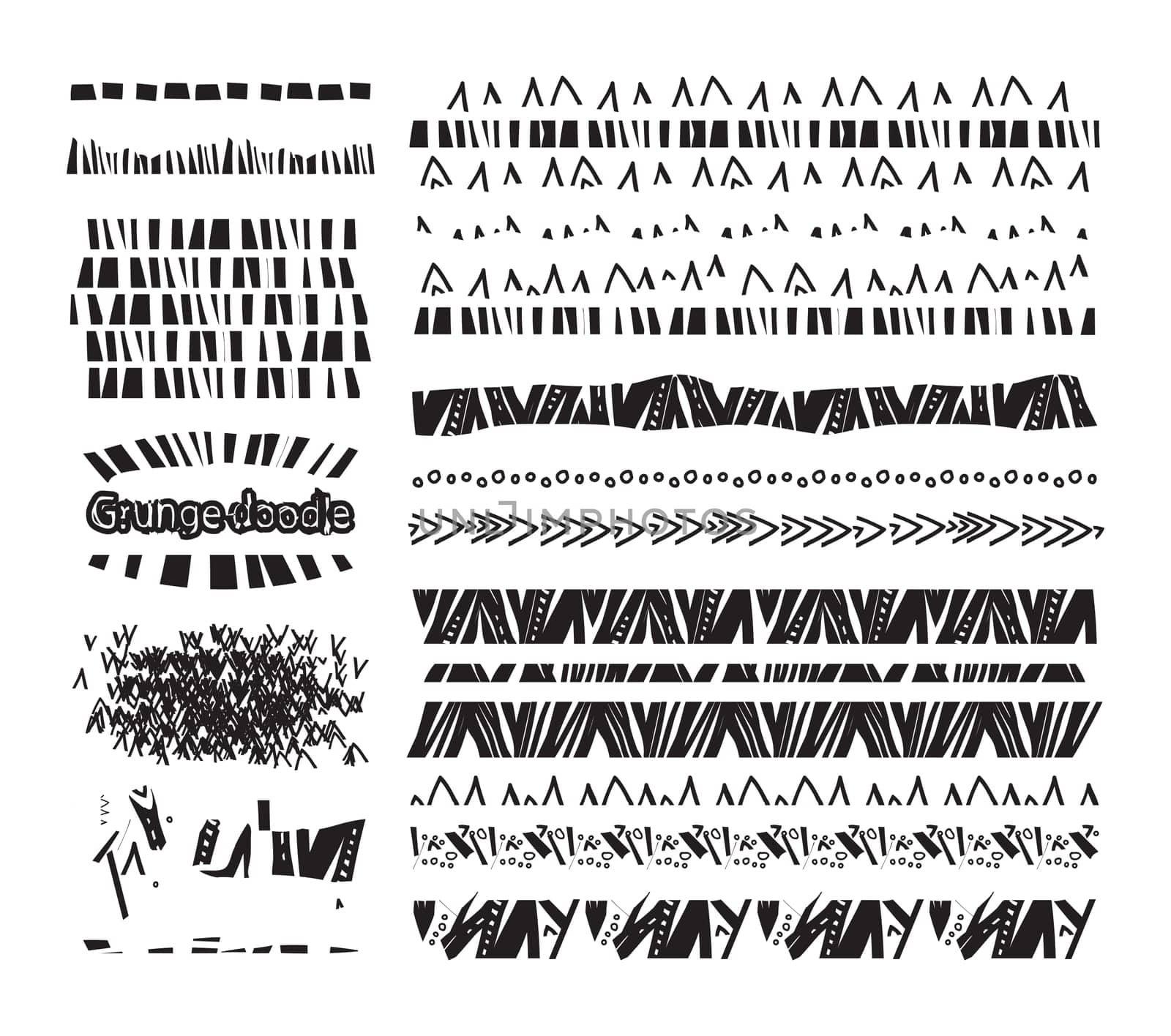 Set of grunge lines borders background doodles texture elements for design