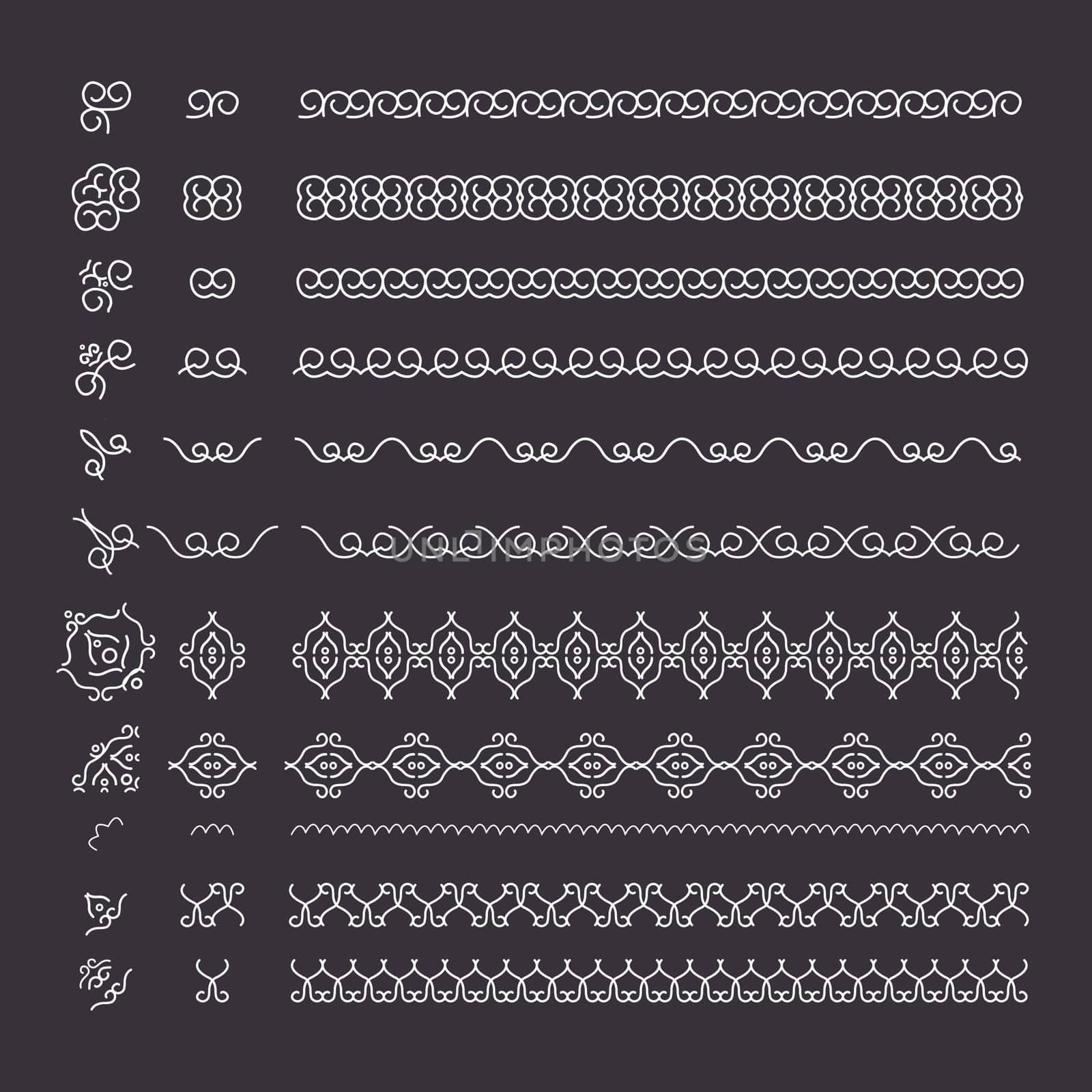 Vector lines, border divides set. Universal elements seamless lines for your design