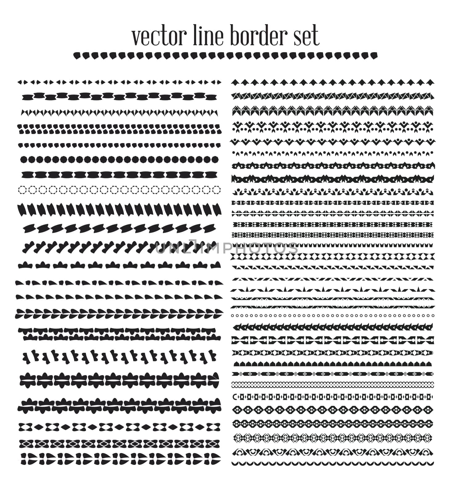 Vector lines, border divides set. Universal elements seamless lines for your design