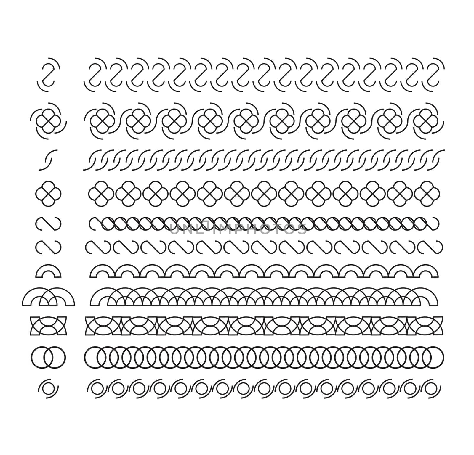 Vector lines, border divides set. Universal elements seamless lines for your design