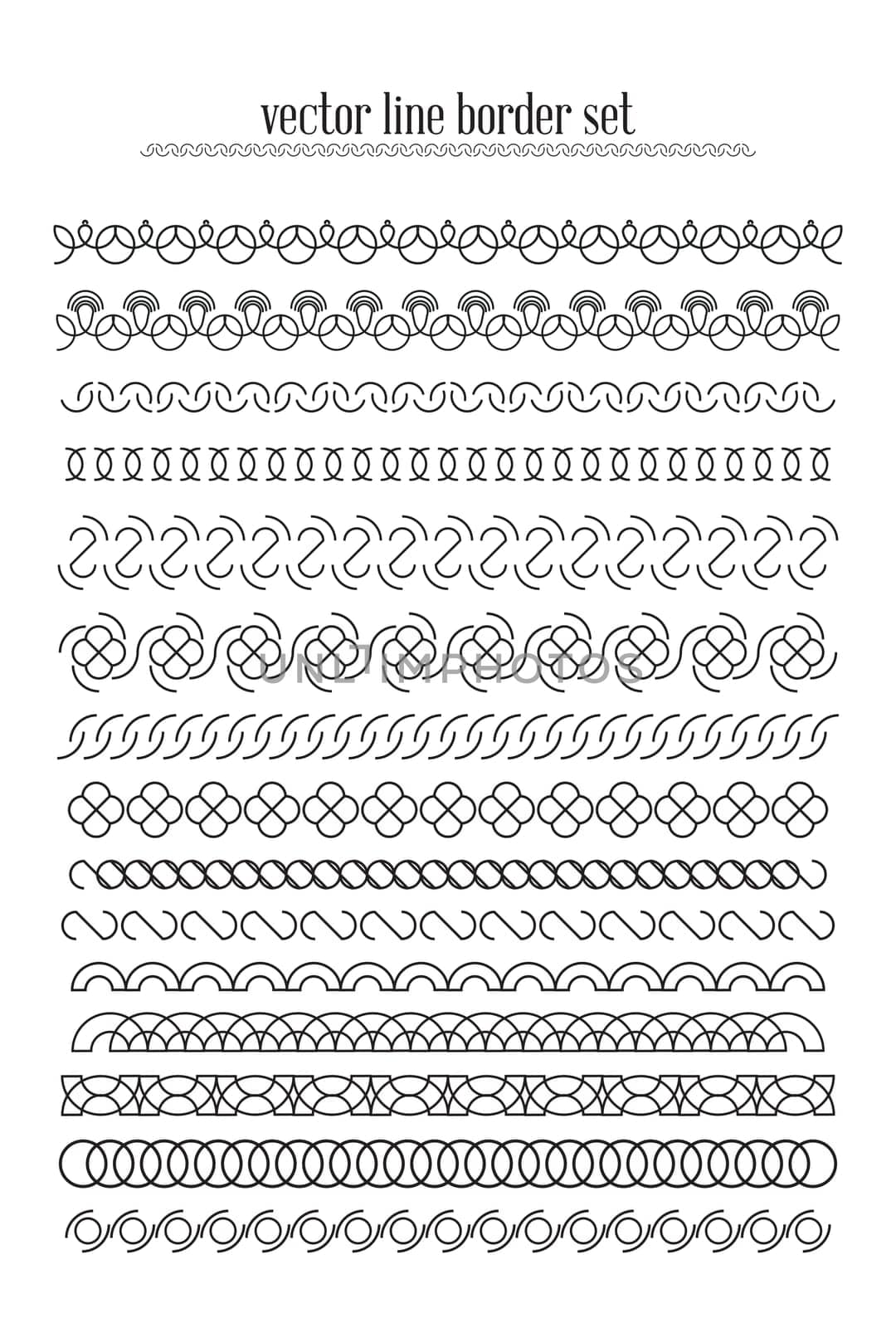 Vector lines, border divides set. Universal elements seamless lines for your design