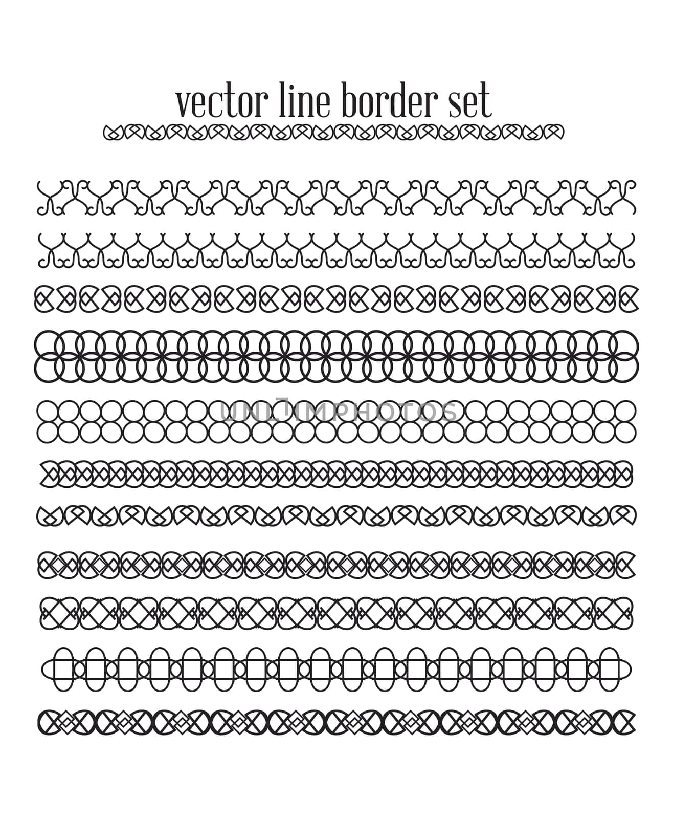 Vector lines, border divides set. Universal elements seamless lines for your design
