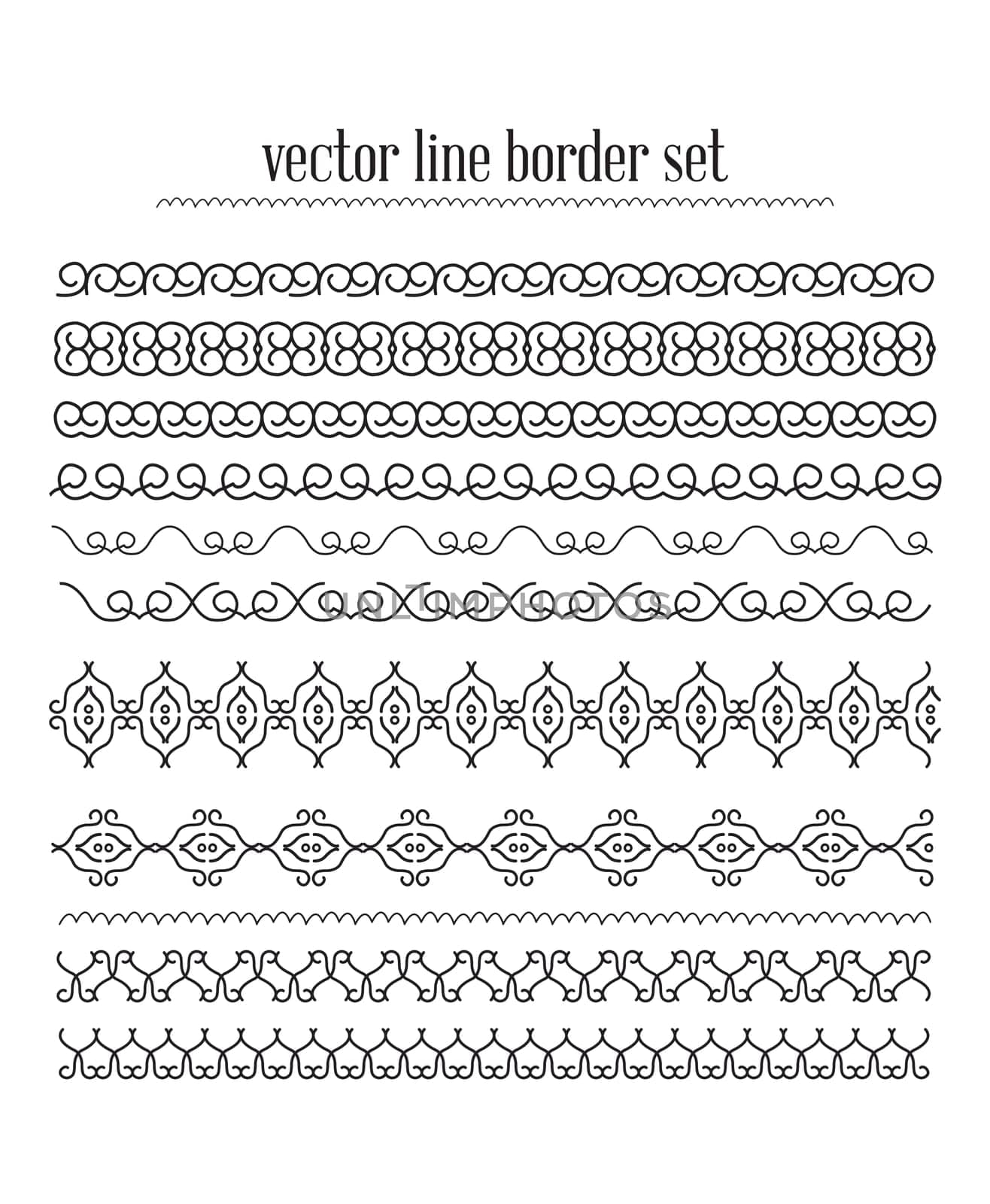 Vector lines, border divides set. Universal elements seamless lines for your design