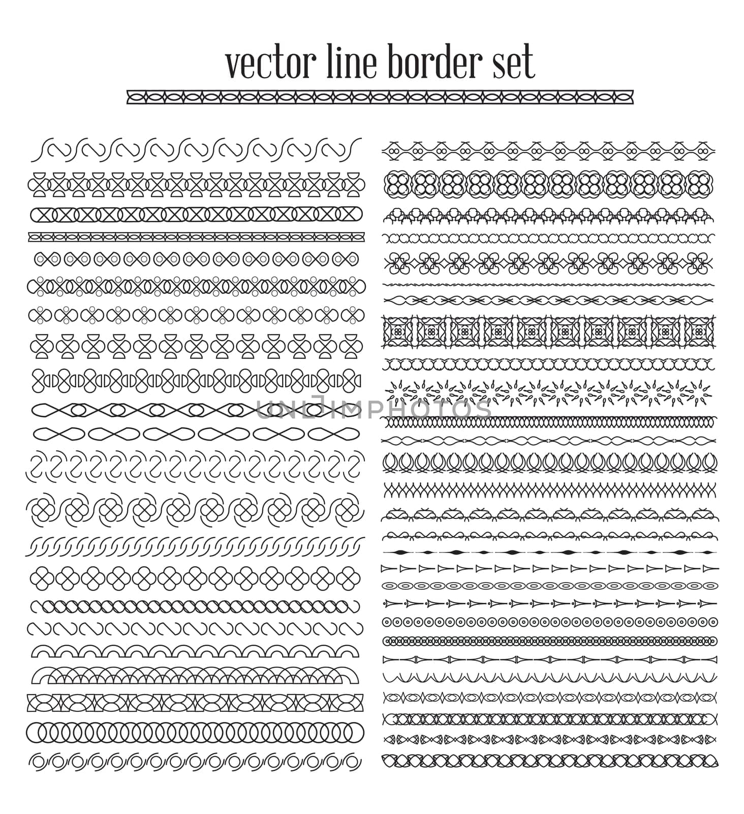 Vector lines, border divides set. Universal elements seamless lines for your design