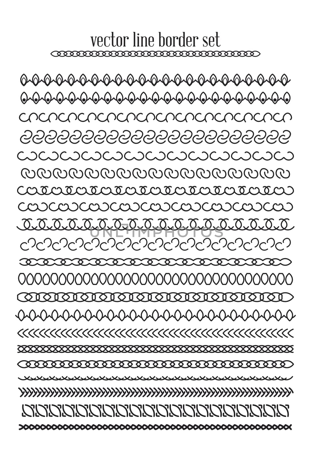 Vector lines, border divides set. Universal elements seamless lines for your design