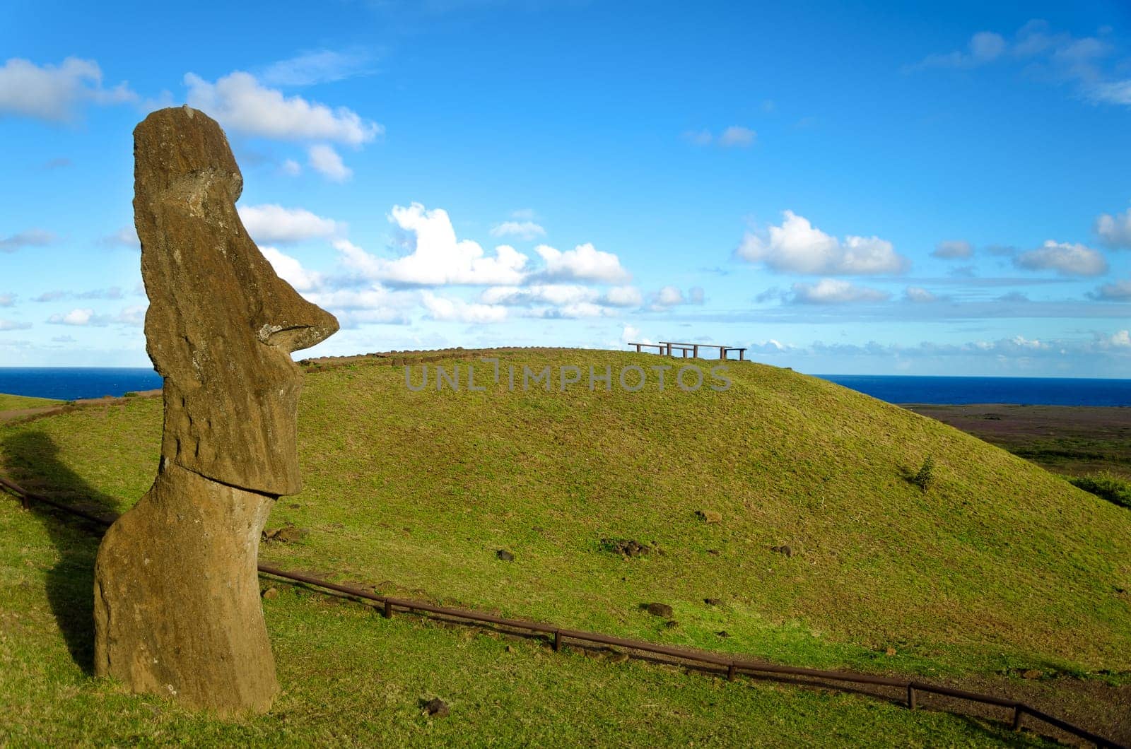 Moai on Easter Island, Chile looking towards the sea