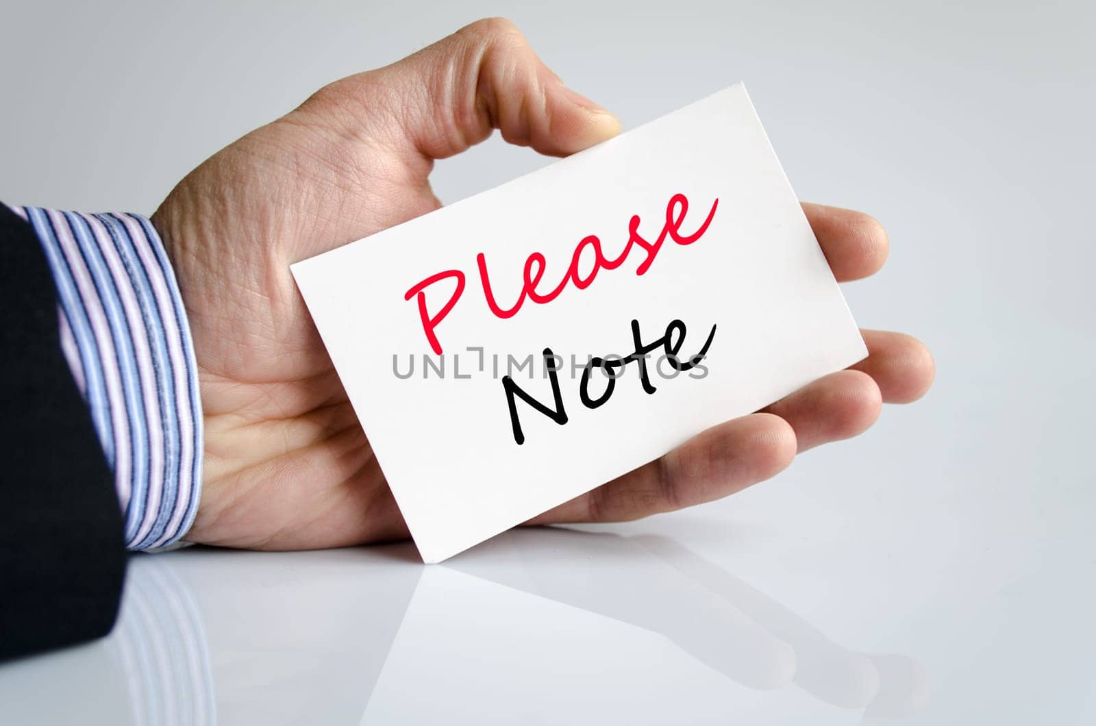 Please note text concept isolated over white background