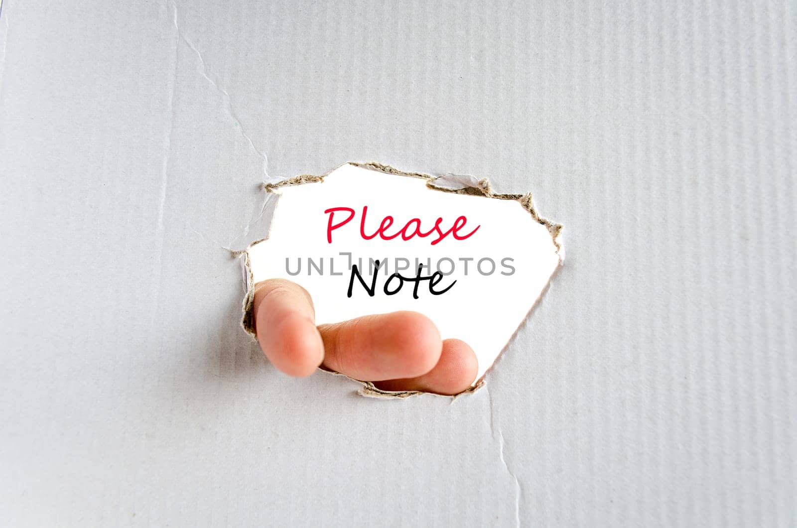 Please note text concept isolated over white background