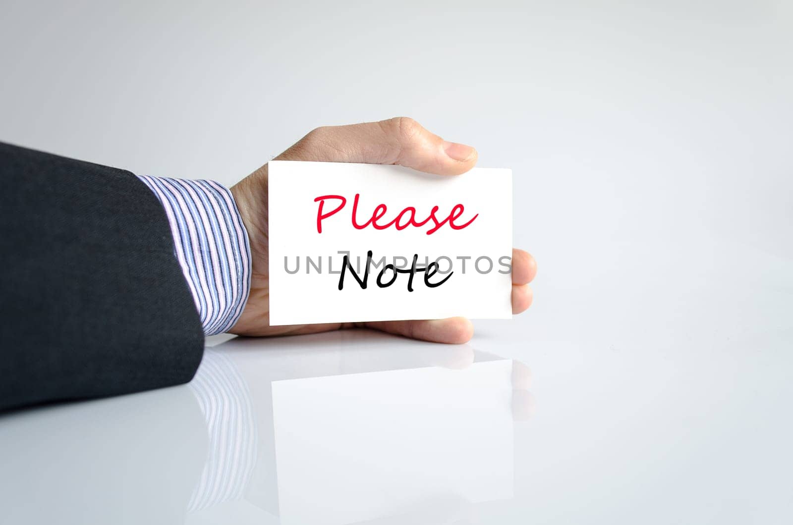Please note text concept isolated over white background