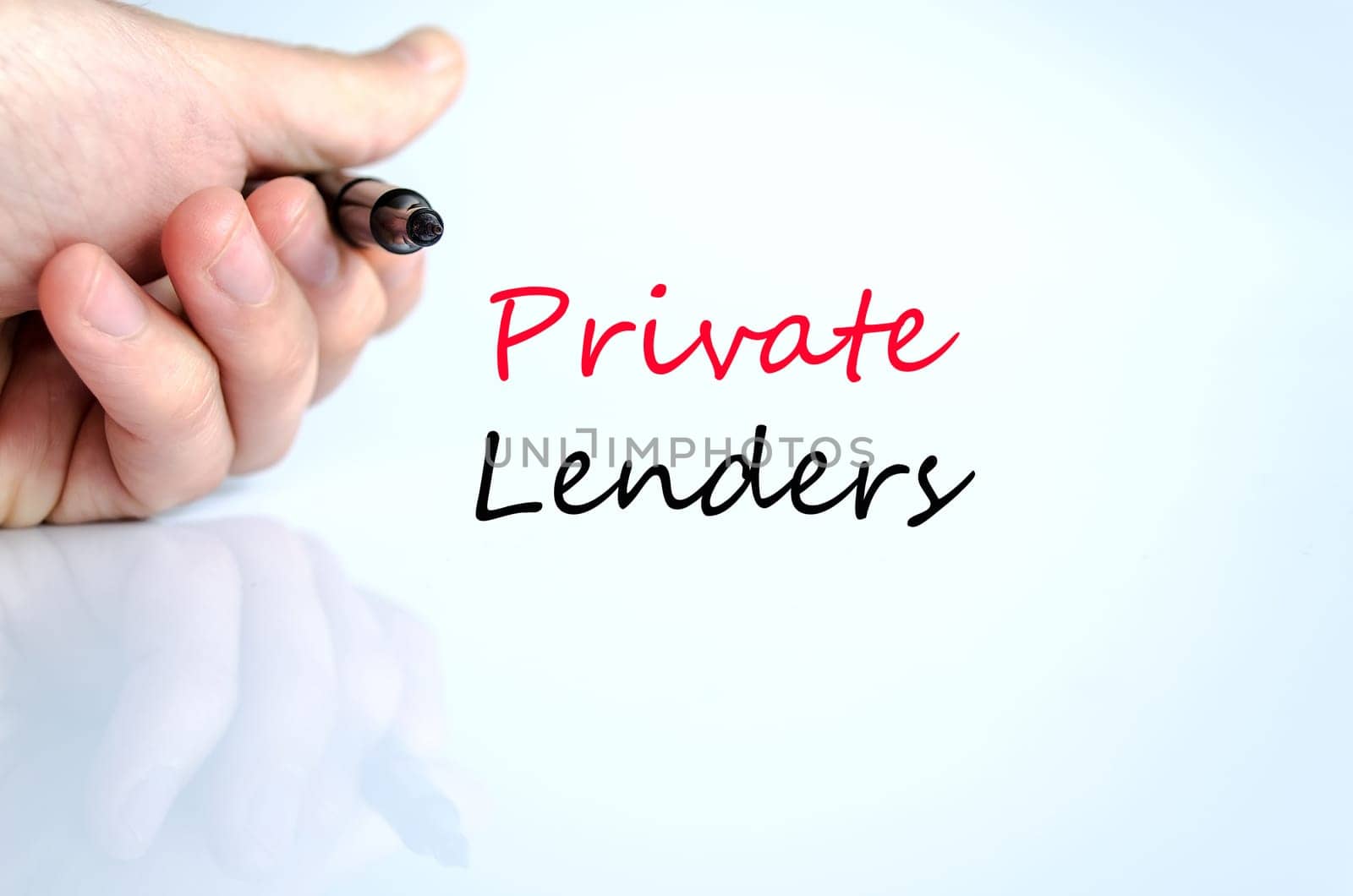 Private lenders text concept isolated over white background