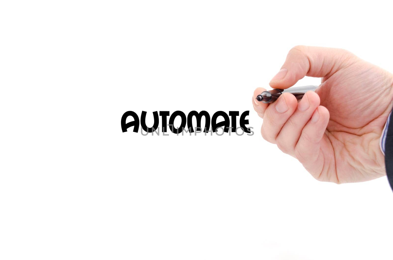 Automate text concept isolated over white background