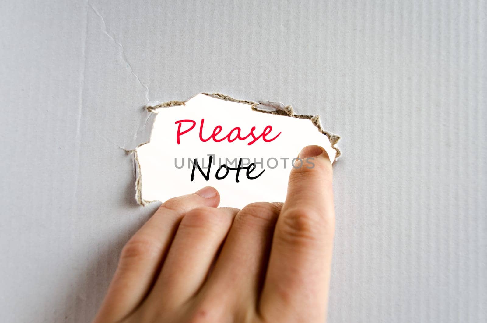 Please note text concept isolated over white background