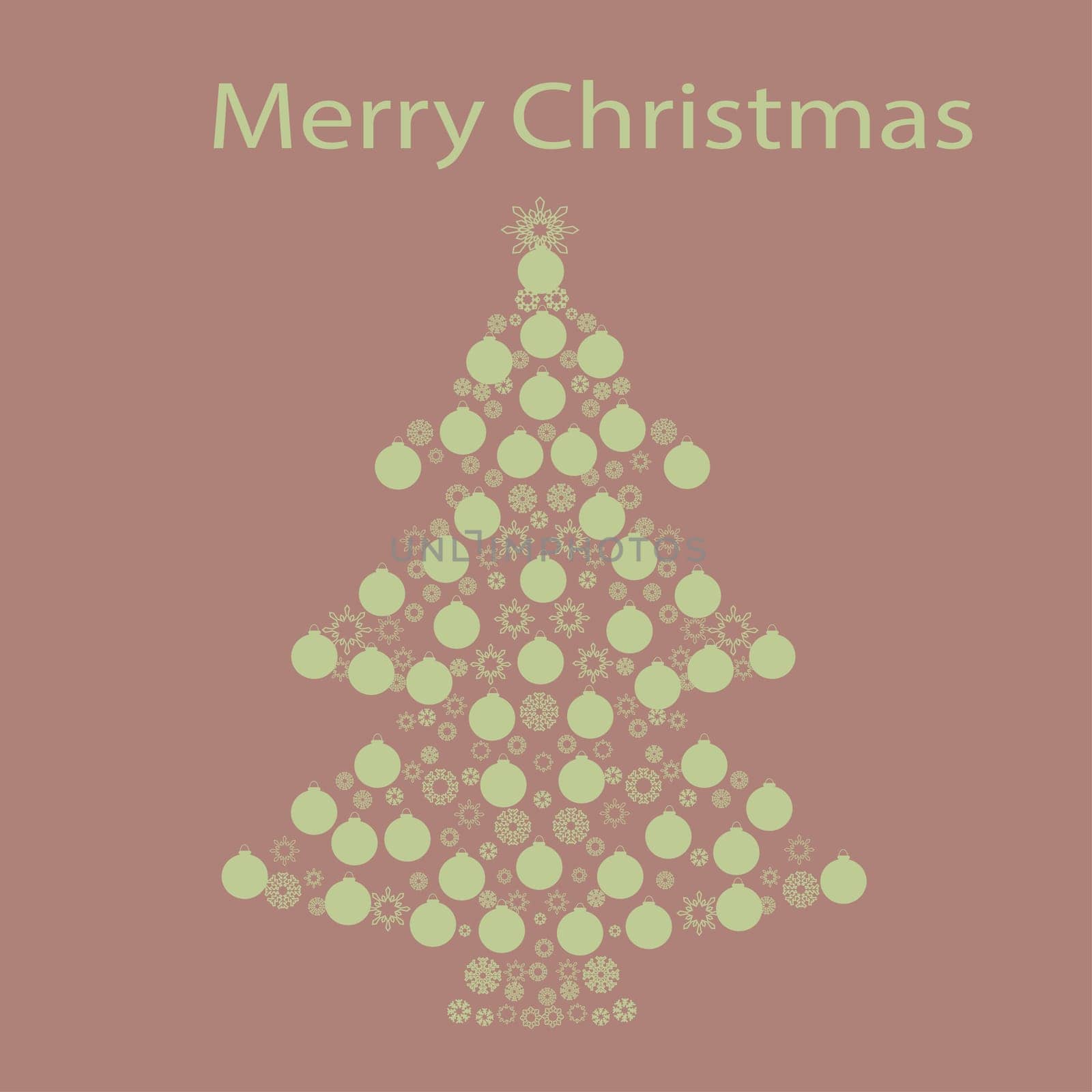 Christmas tree ball card background. New year vector illustration.
