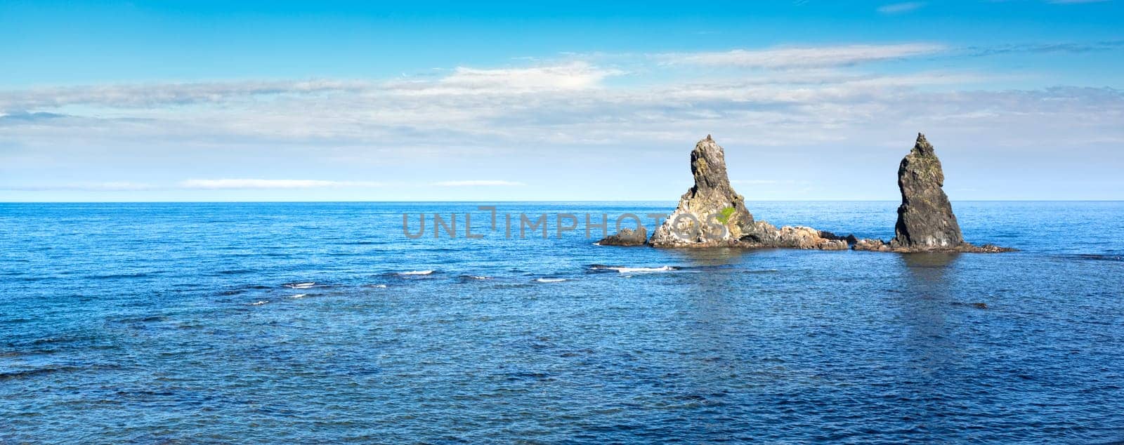Two brothers rock. Japanese sea. Far East. Russia. Panorama