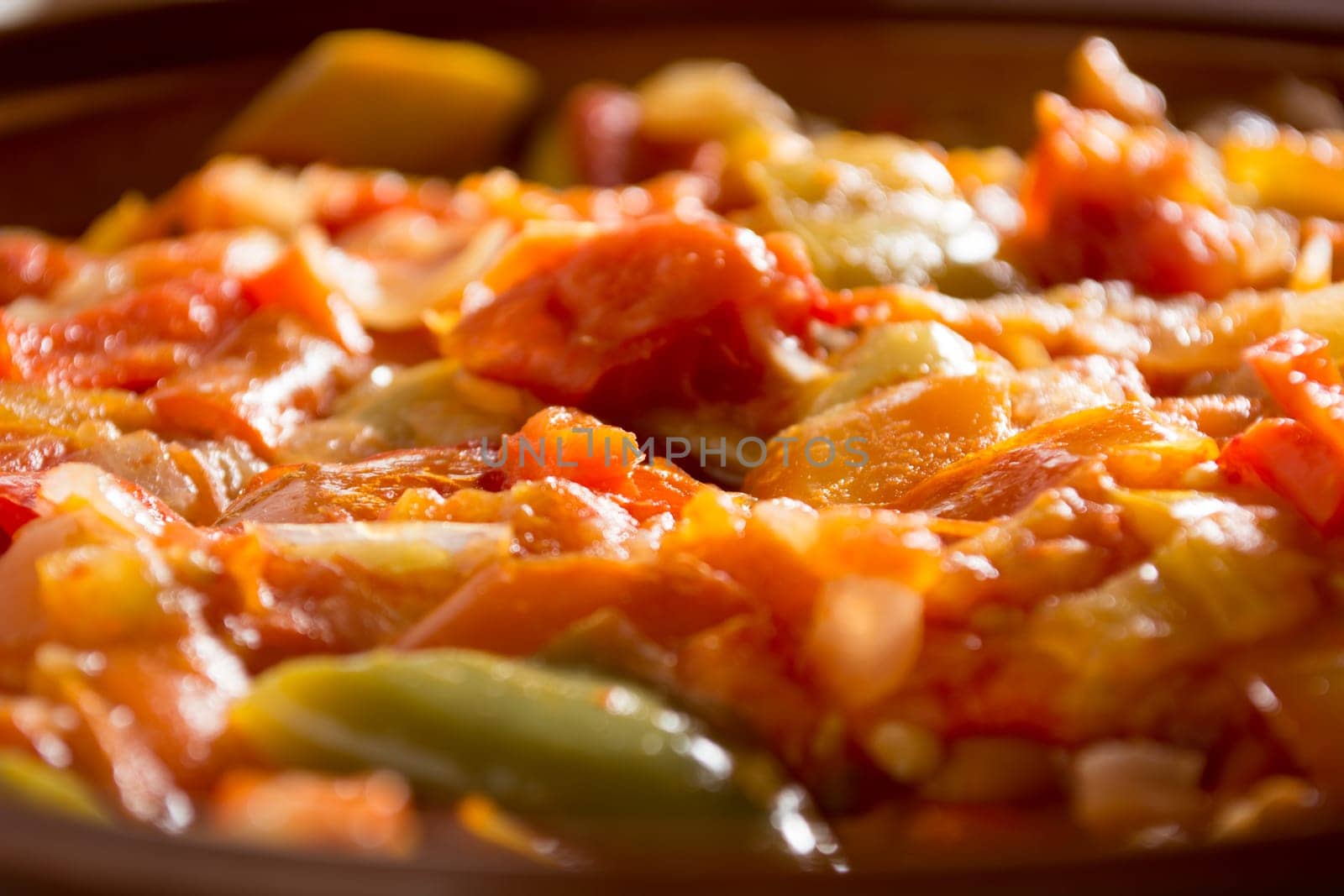 Closeup of delicious stew with mixed vegetables.