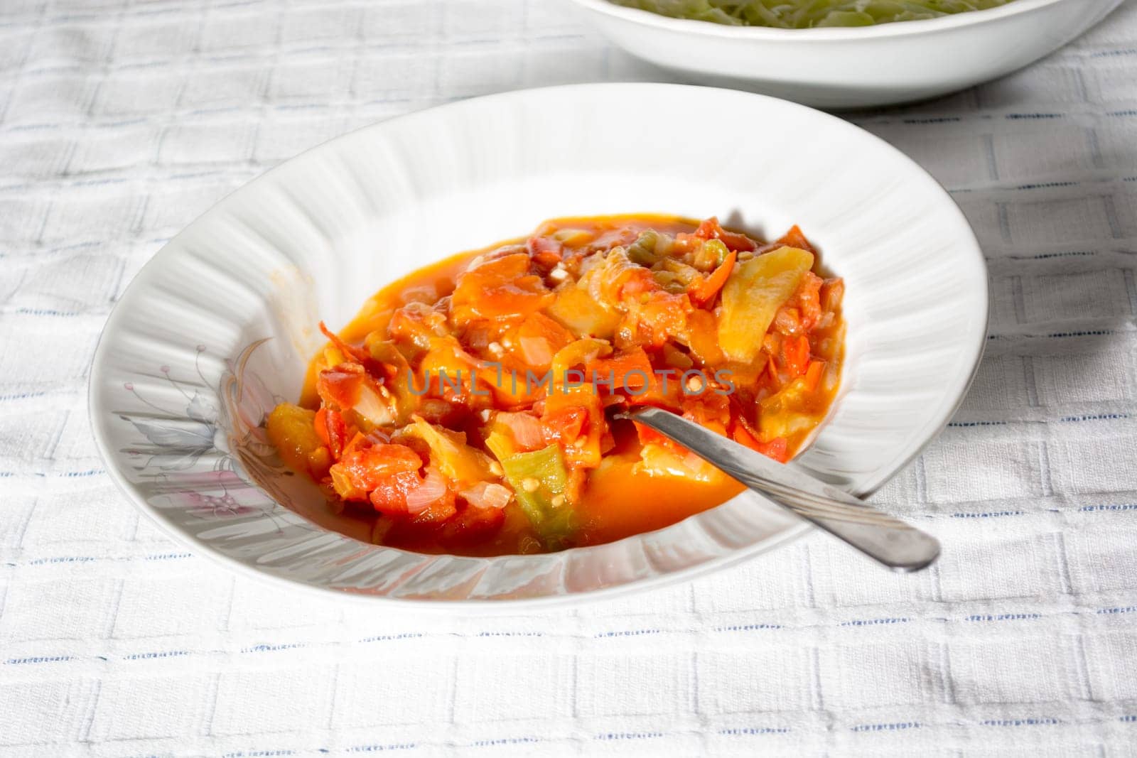 Delicious, colorfull stewed vegetables on a table