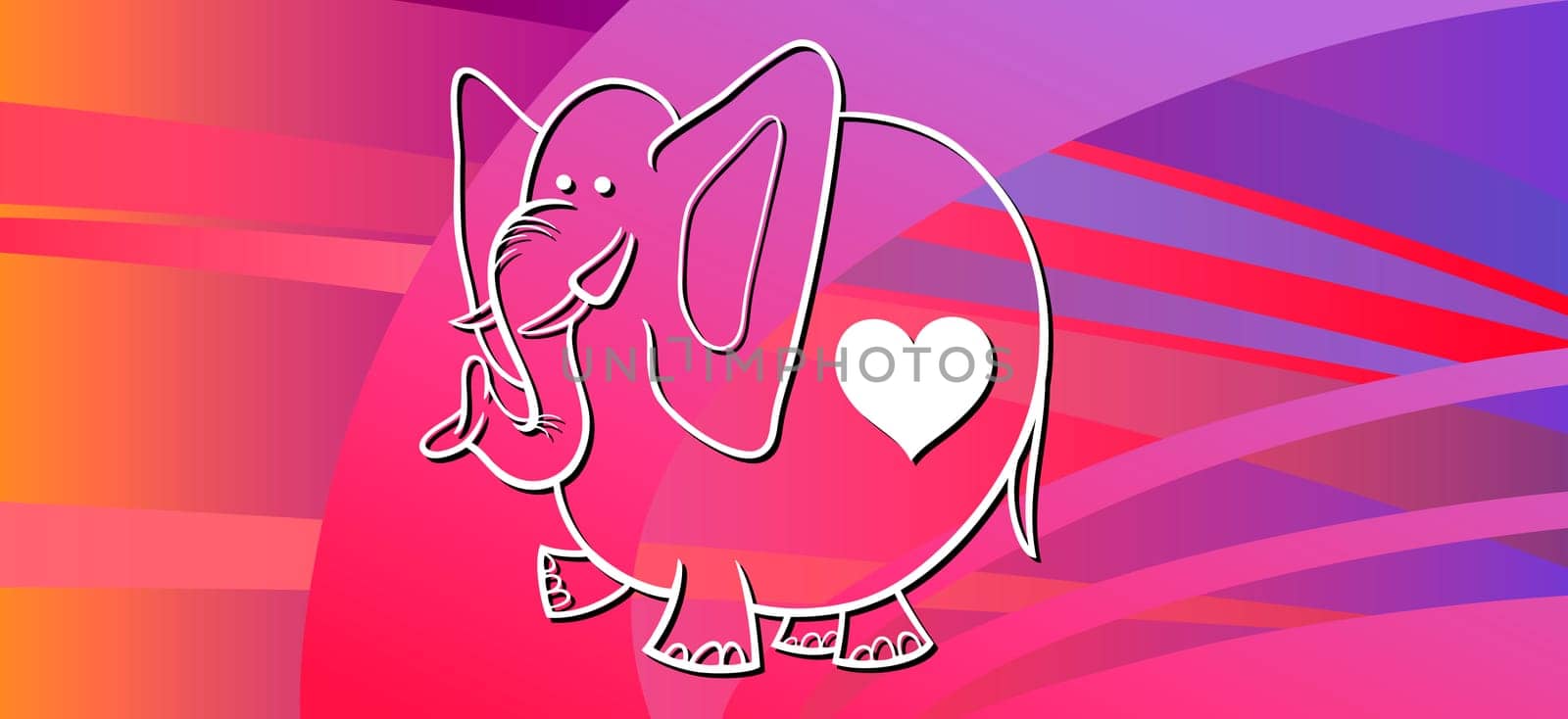 Valentines Day Greeting Card Cartoon Illustration with Funny Elephant in Love