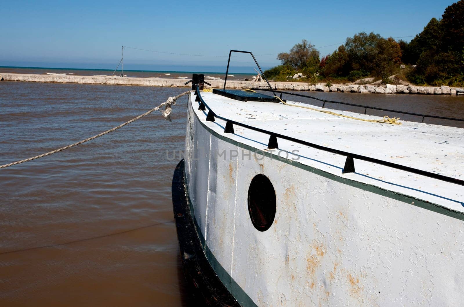 Old Fishing Boat tied up on Lake Huron