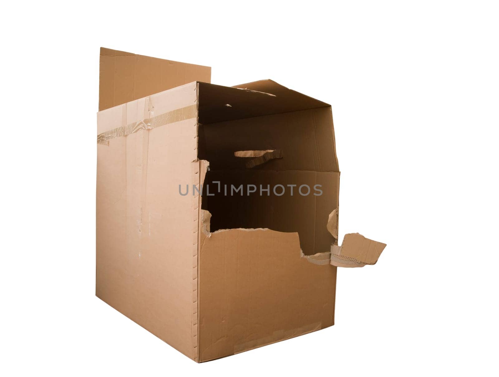 torn cardboard cardboard insulated on white.