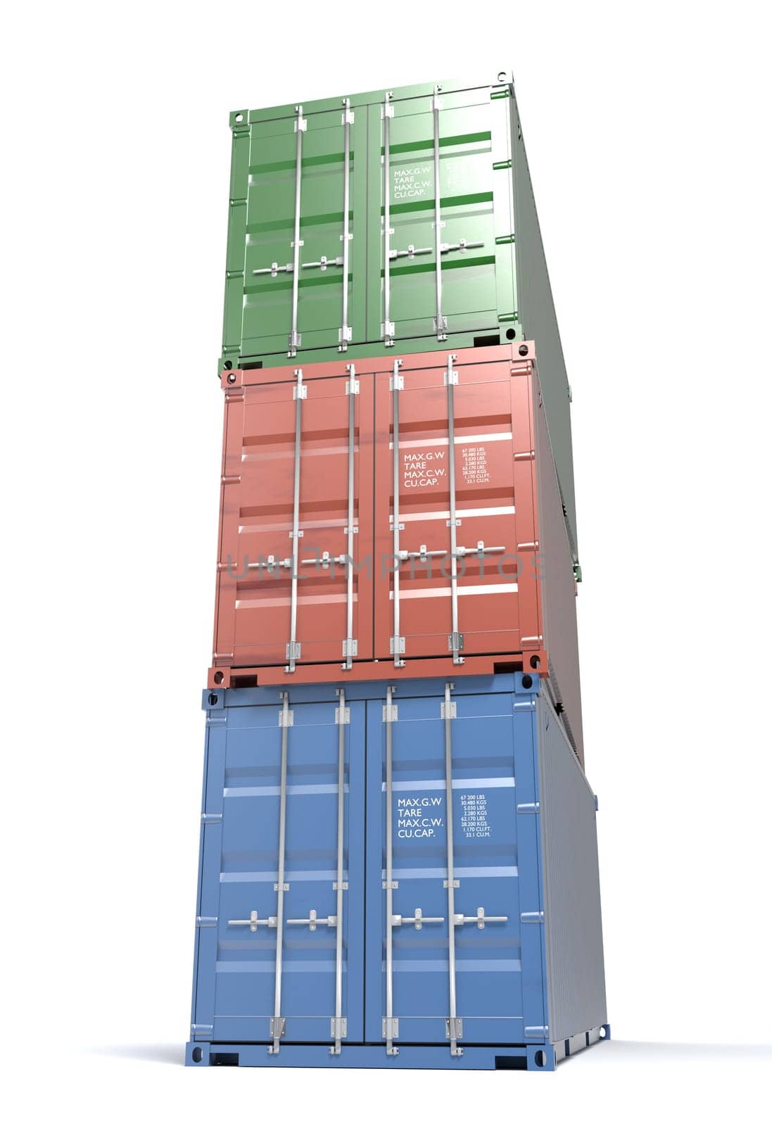 Shipping Containers 3d render isolated on white