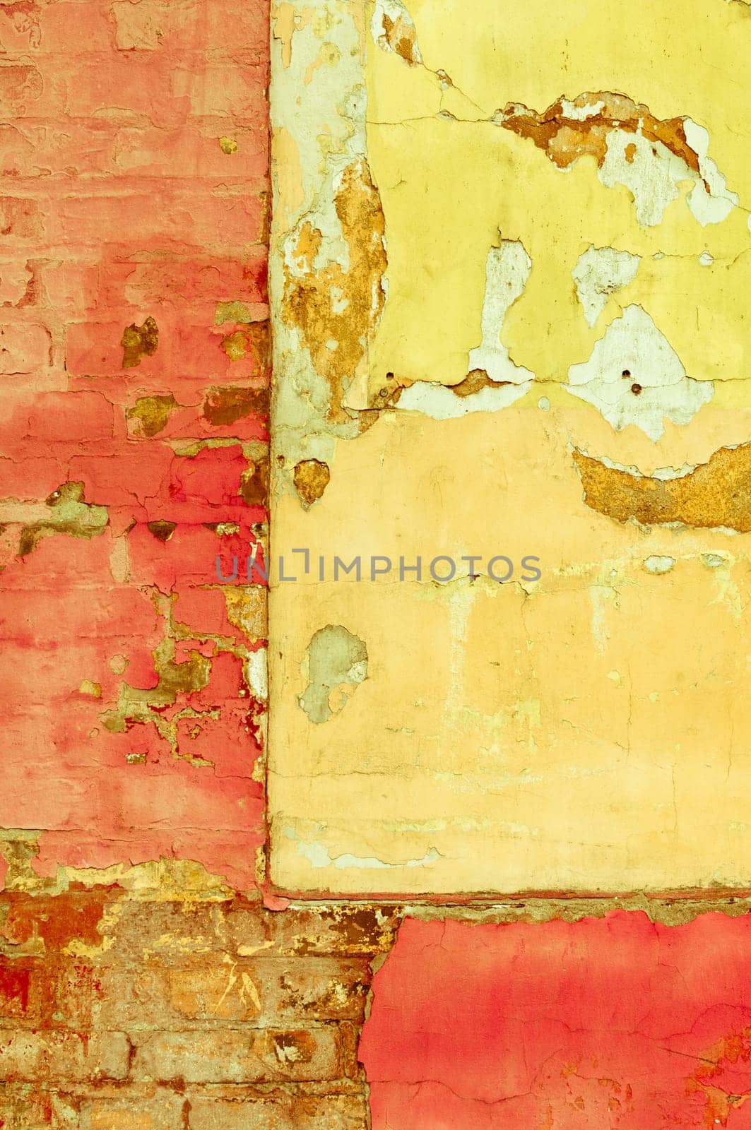 Old painted brick wall background weathered