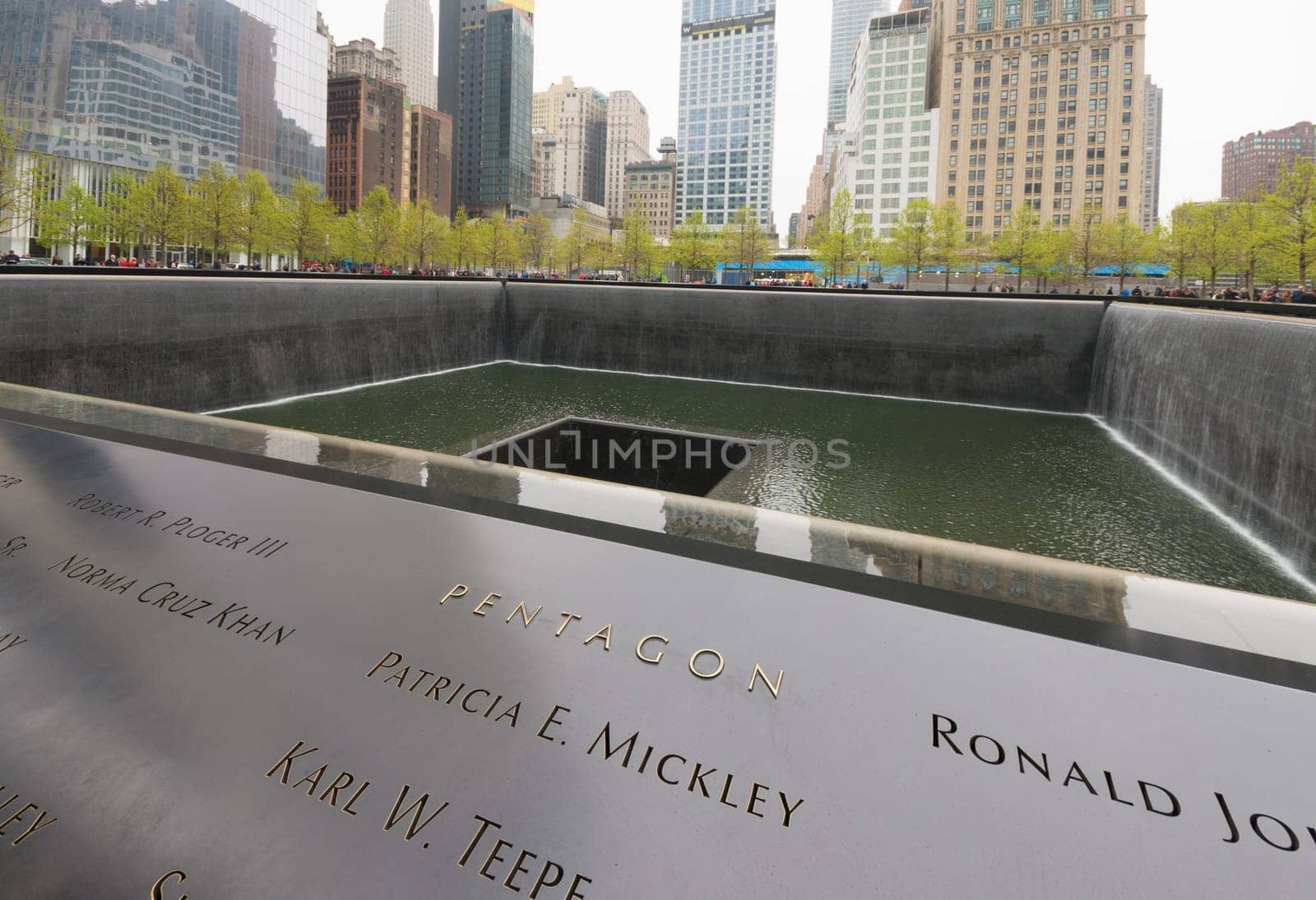 NEW YORK - MAY 2, 2016: 9/11 Memorial site at the World Trade Center