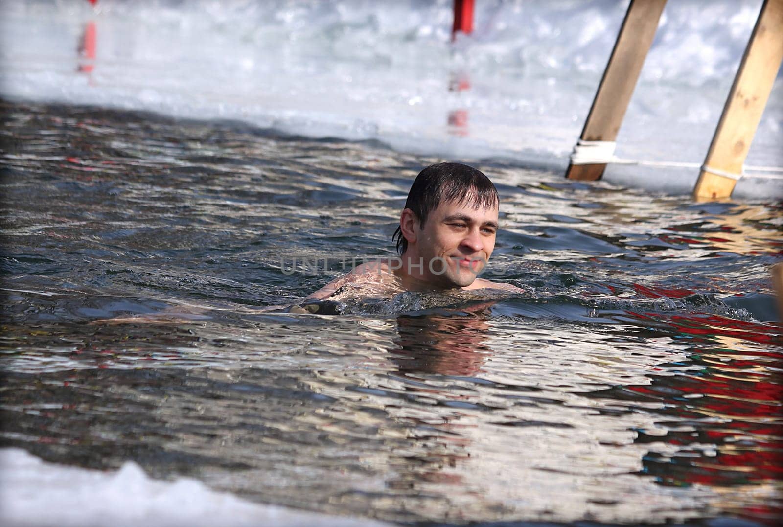 Swimming in the pool. Training in swimming.