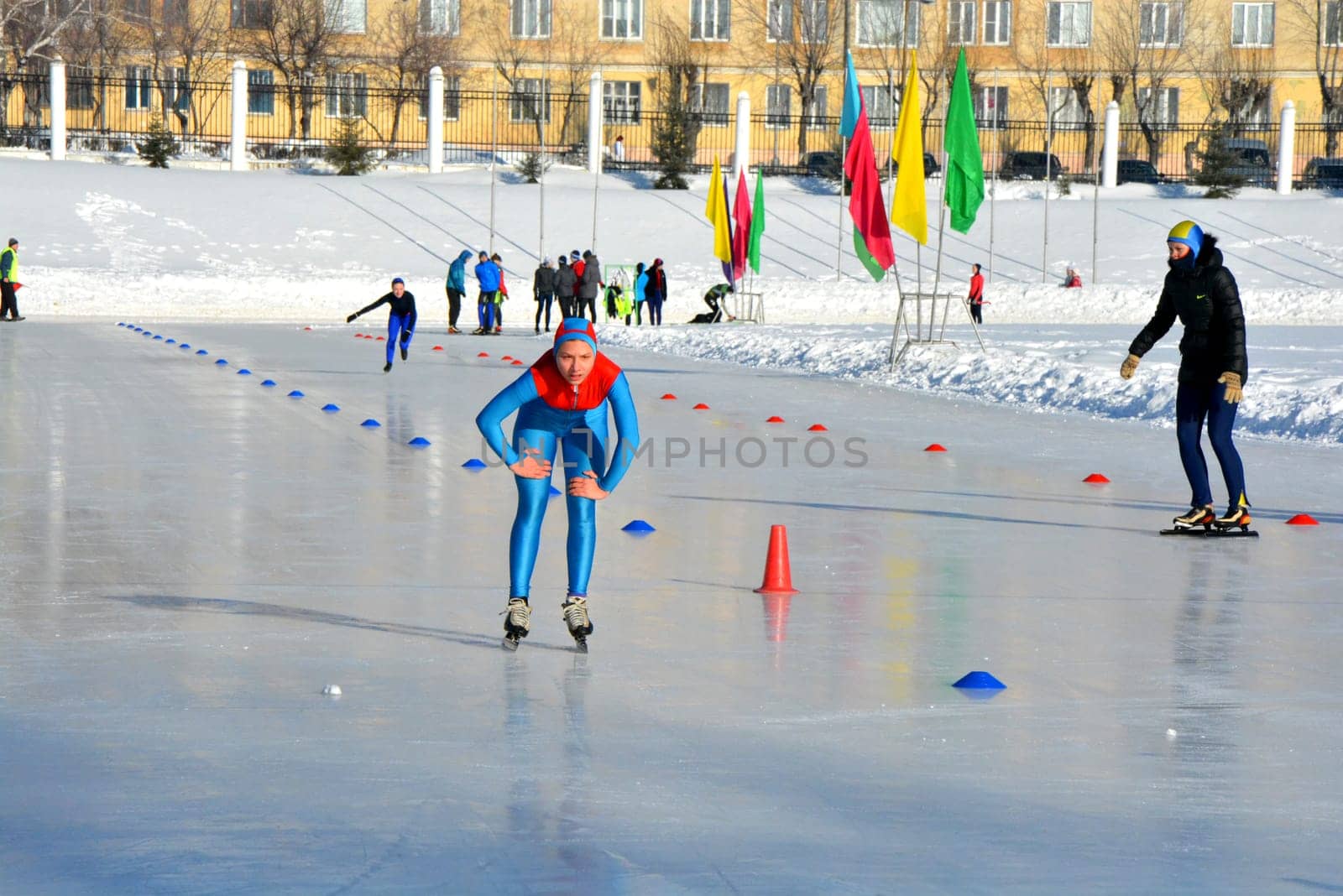 Skating. Training for riding on skates on the ice.