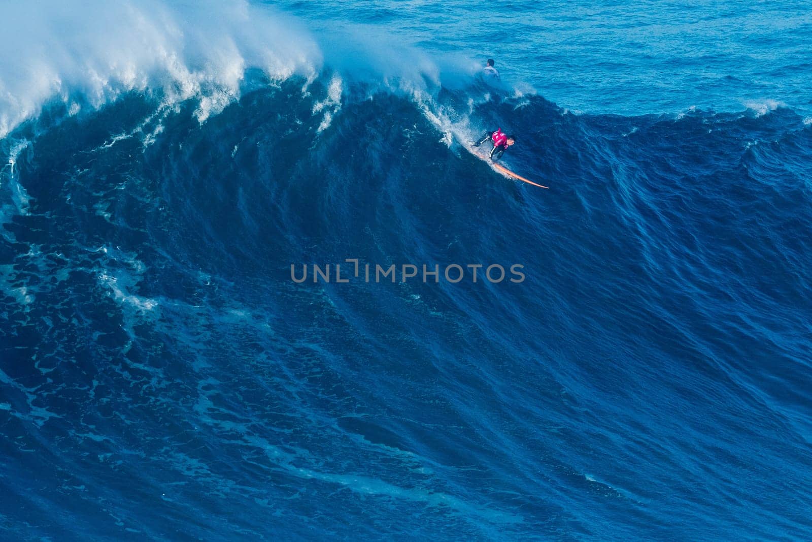 NAZARE, PORTUGAL - DECEMBER 20, 2016: Nic Lamb (USA) during the Nazare Challenge 2016 - Big Wave Tour #3 at Praia do Norte - Nazare, Portugal.