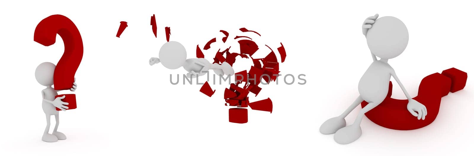 3d man with question mark