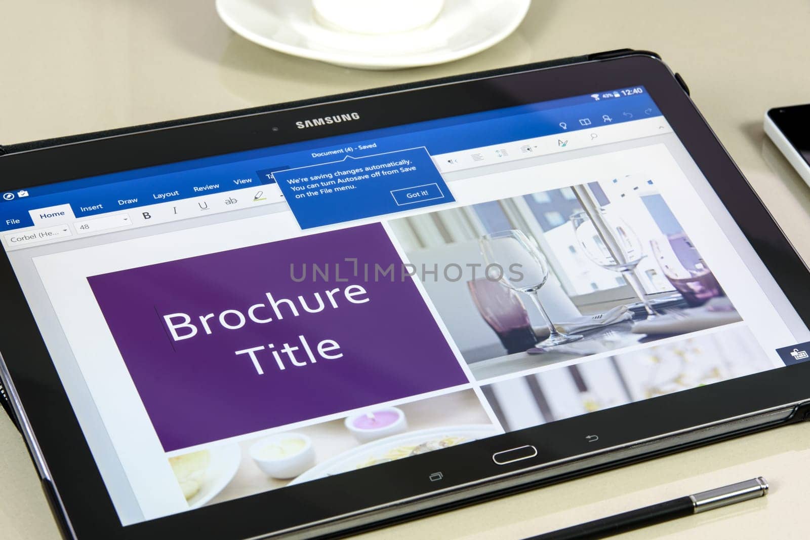 Krynica, Poland - December 19, 2016 - Microsoft Office Word application on Samsung Galaxy Note Pro 12.2. Microsoft Word is a text editor developed by Microsoft for Windows, macOS, Android and iOS.