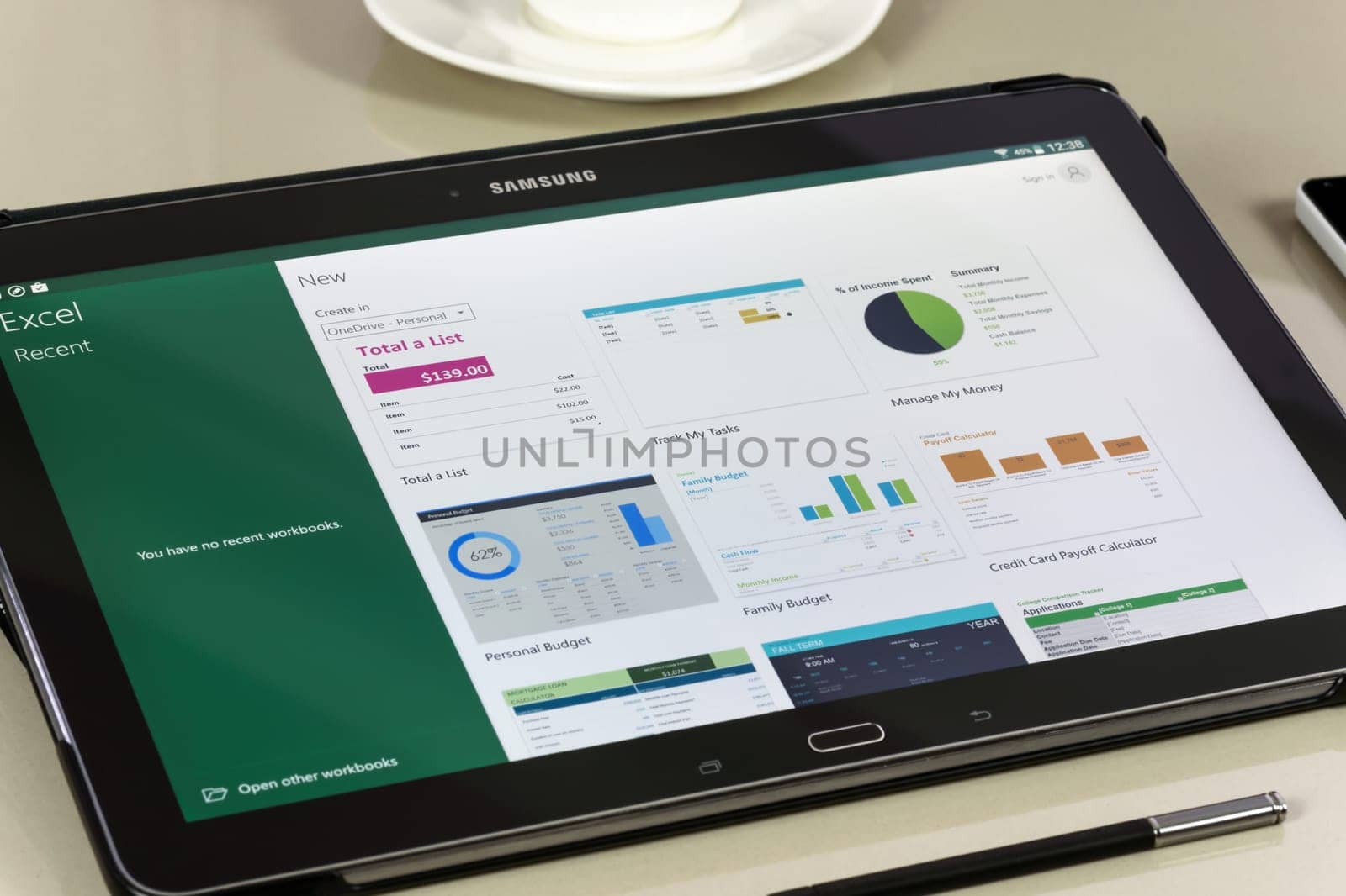 Krynica, Poland - December 19, 2016 - Microsoft Office Excel application on Samsung Galaxy Note Pro 12.2. Microsoft Excel is a spreadsheet developed by Microsoft Corporation for Windows, macOS, Android and iOS.