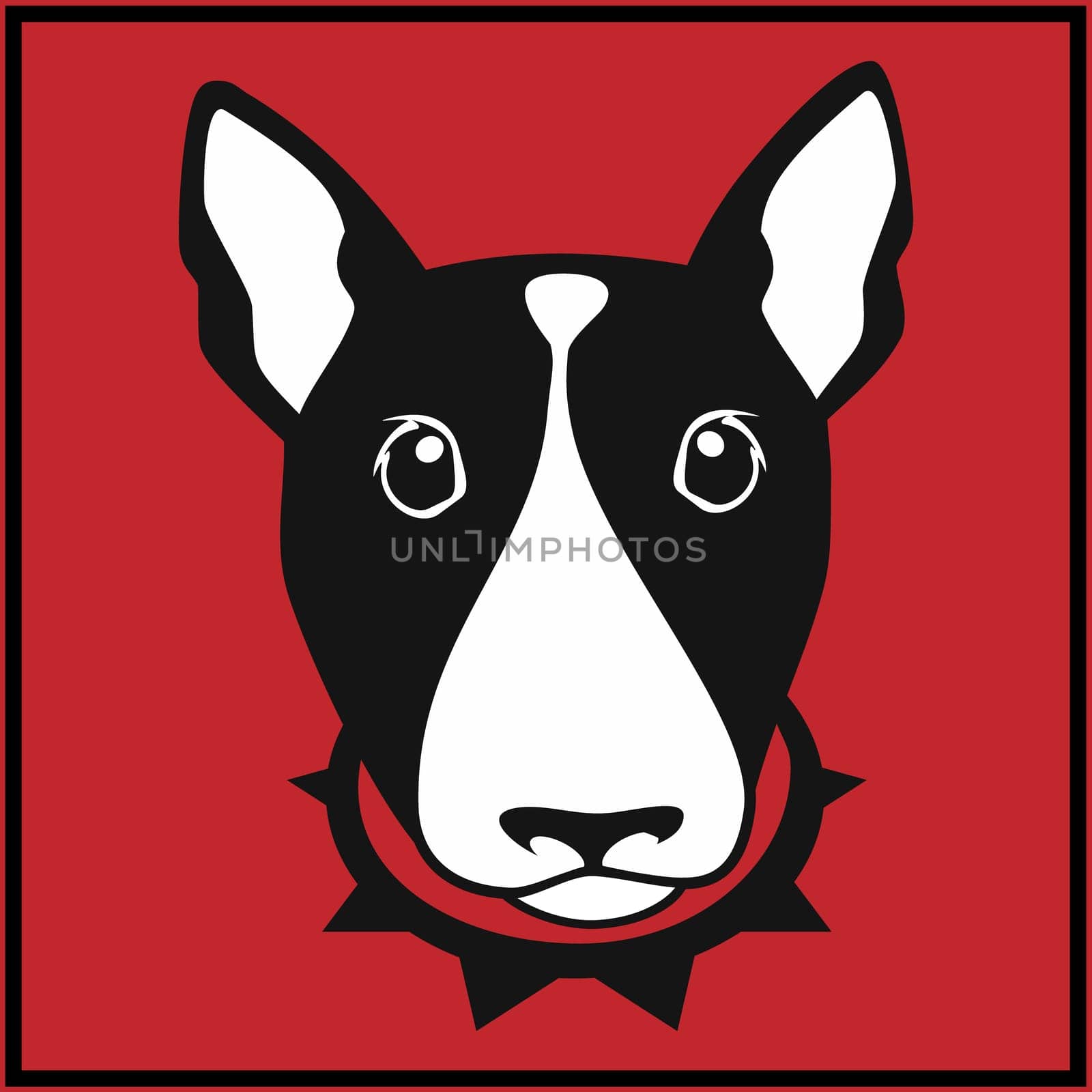 Cute vector bull terrier with dog collar