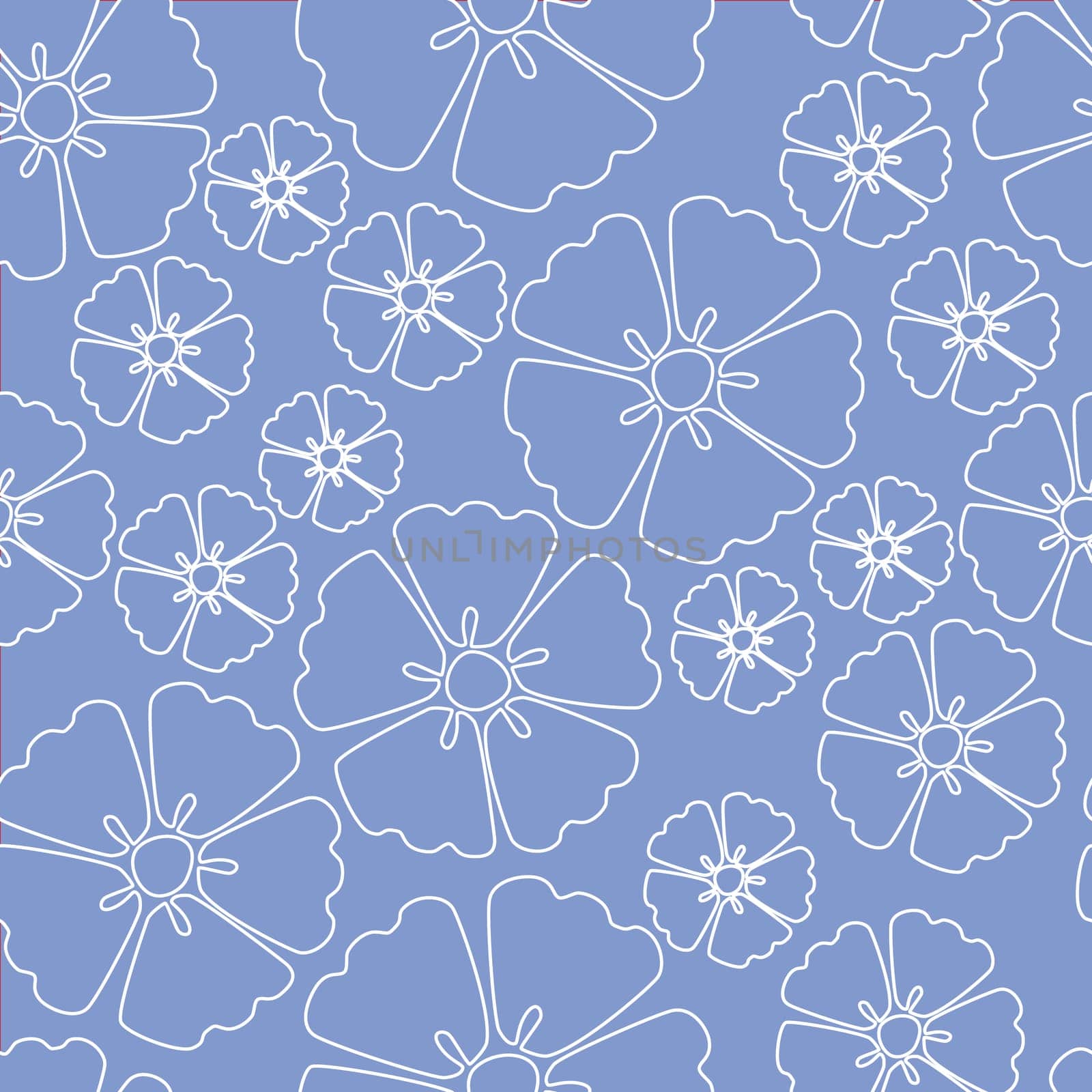 Elegant white sakura cherry blossom seamless pattern background over blue