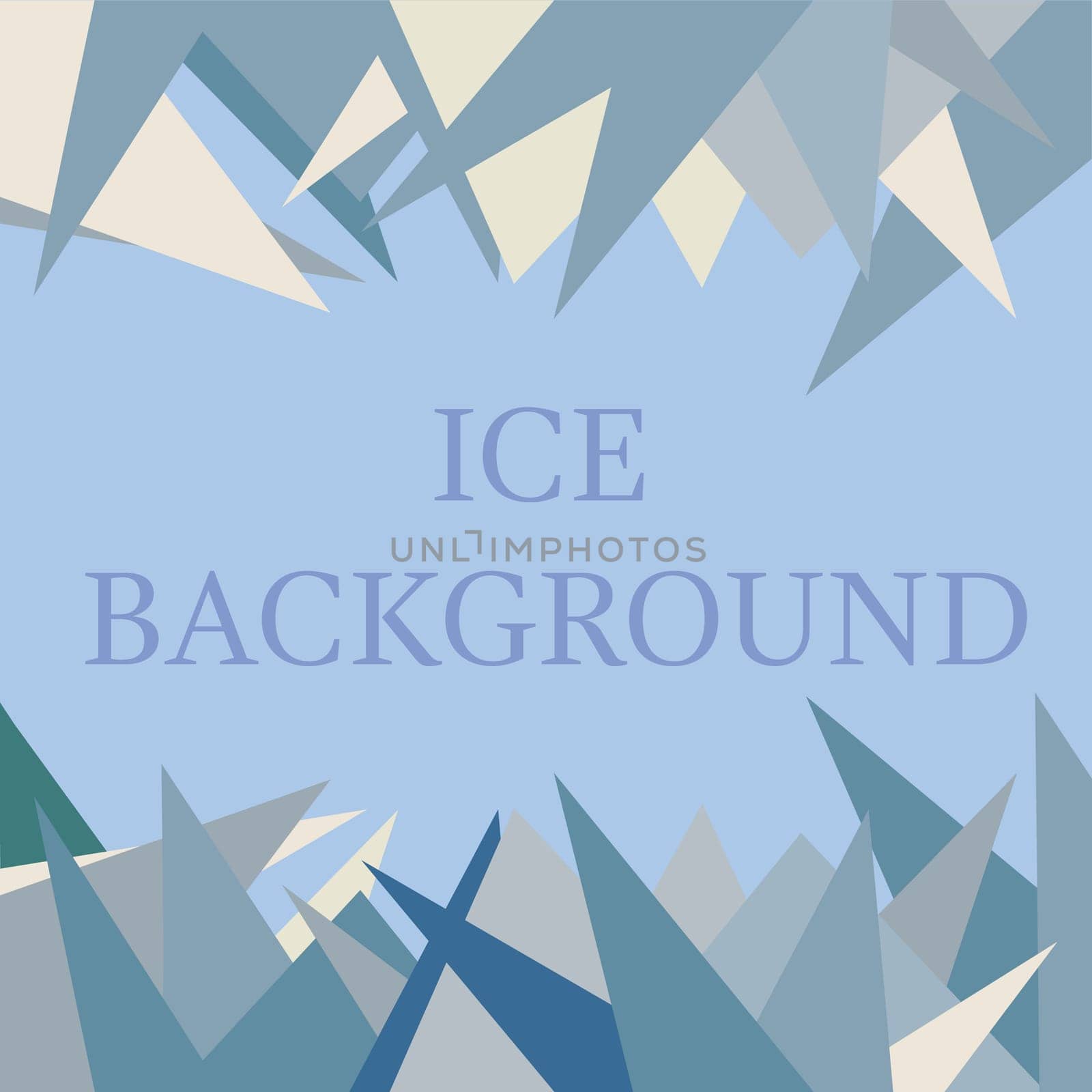 Ice background with different triangles in blue color