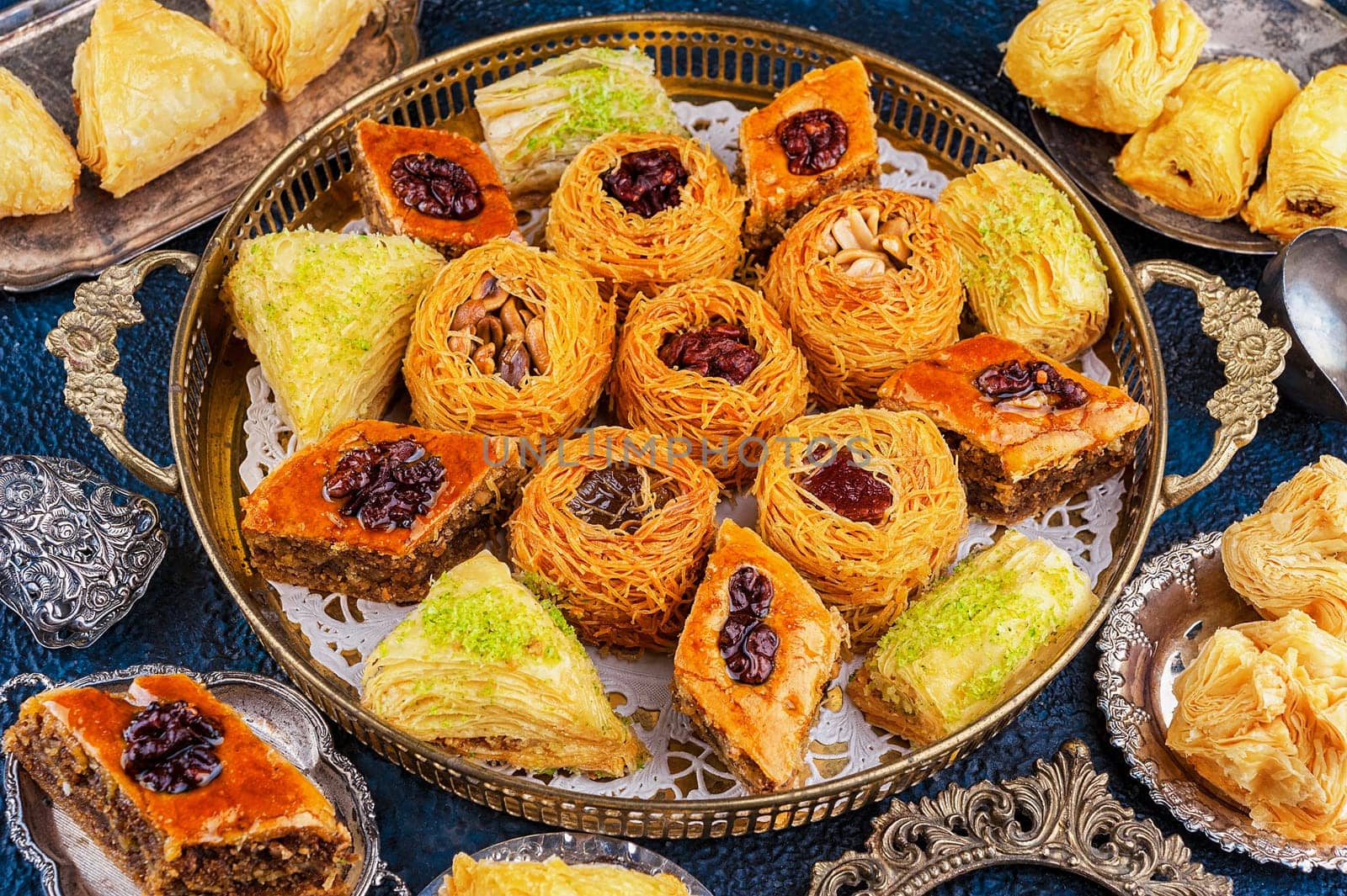 Set oriental sweets on a round tray