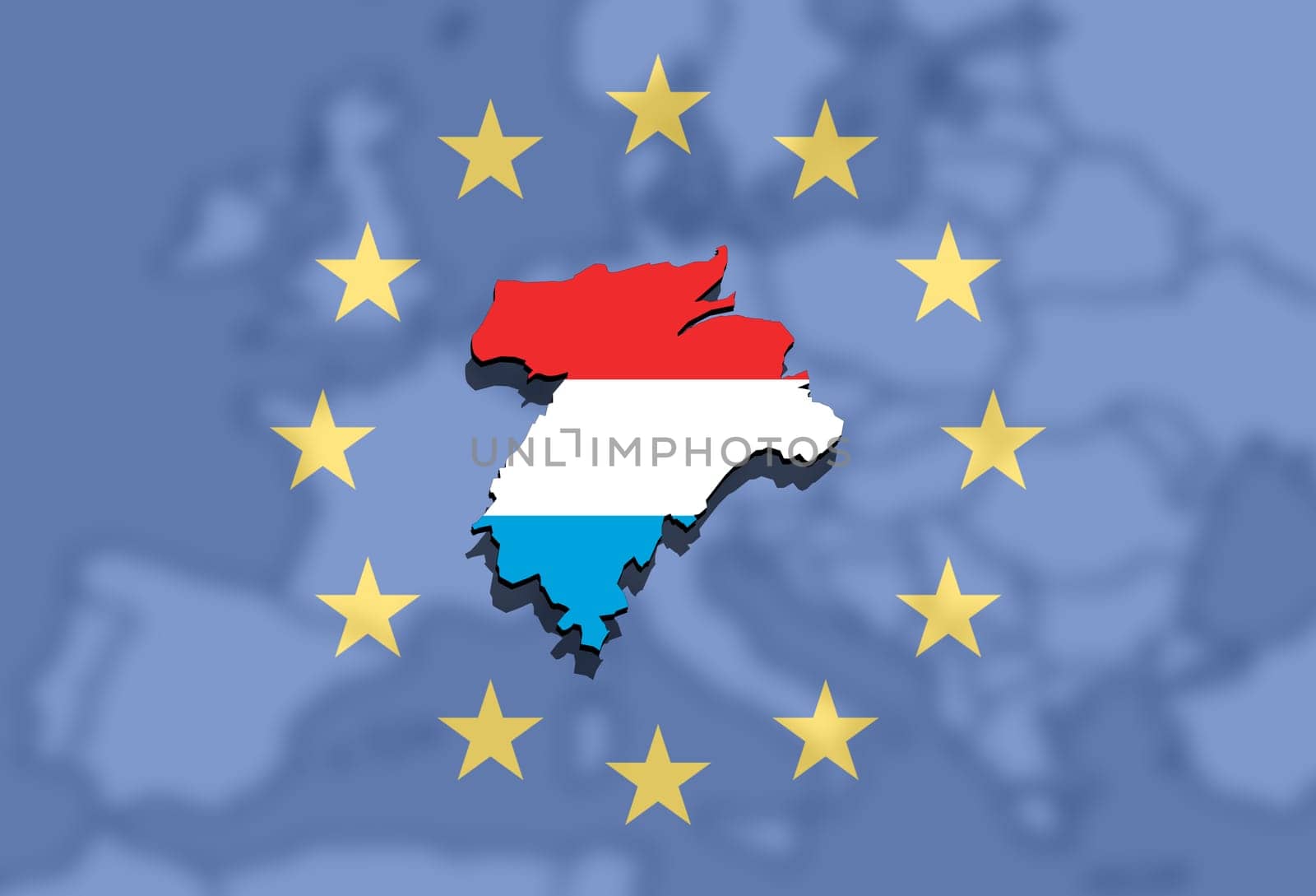 close up on lithuania map on europe and euro union background