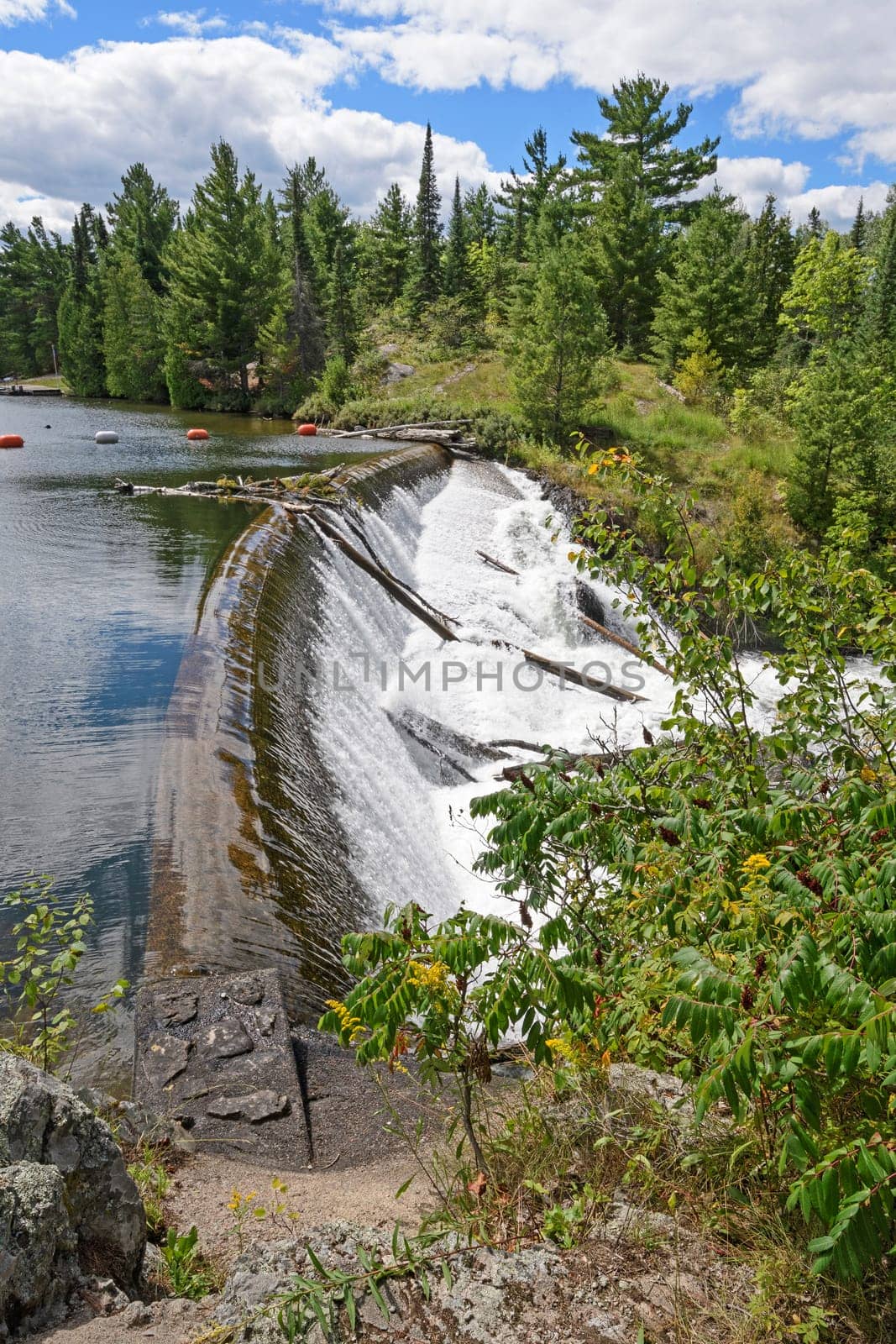 Old Dam on Birch Lake in the Wilderness of Quetico Provincial Park in Ontario