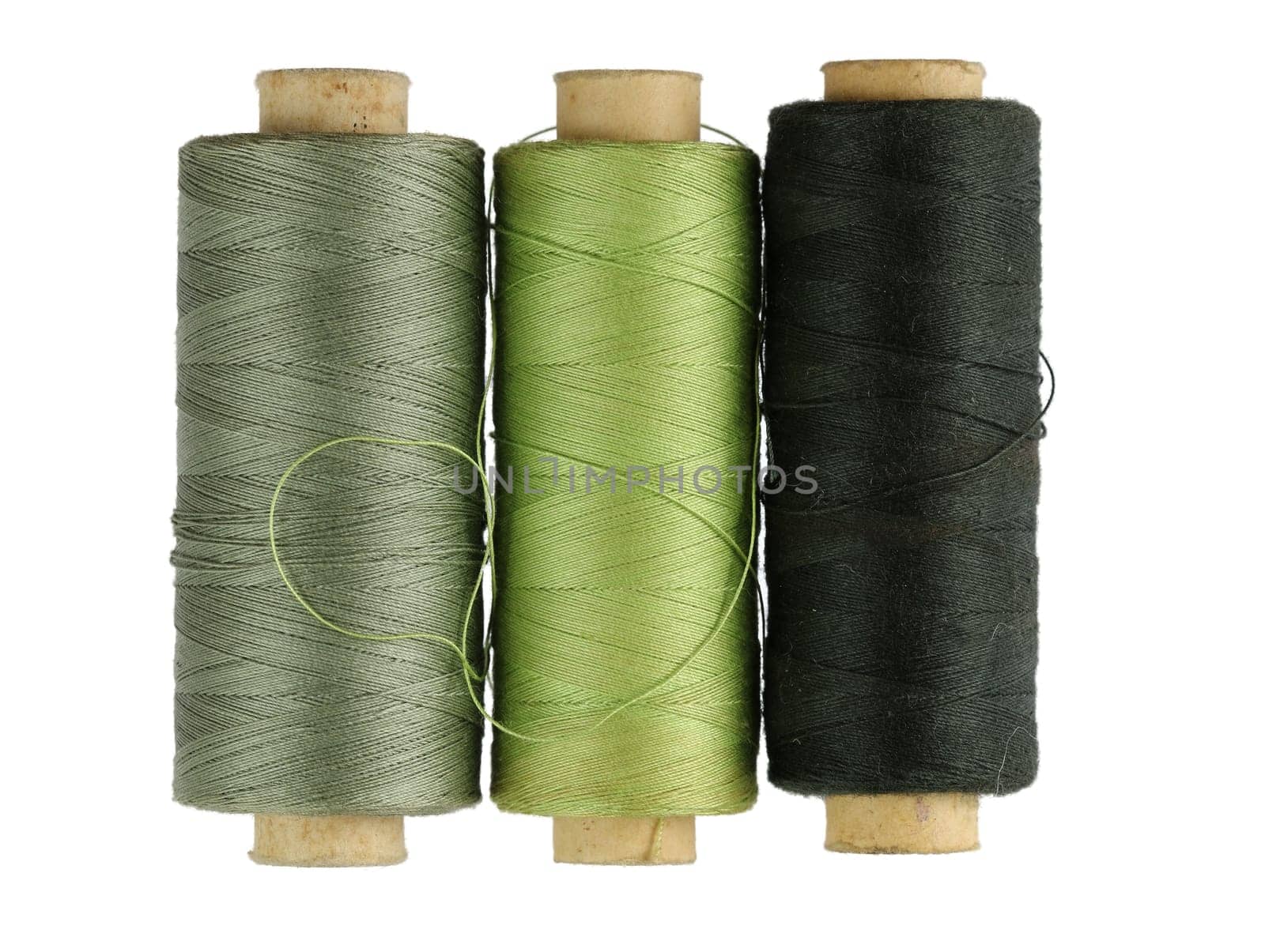 Detail of the various sewing threads