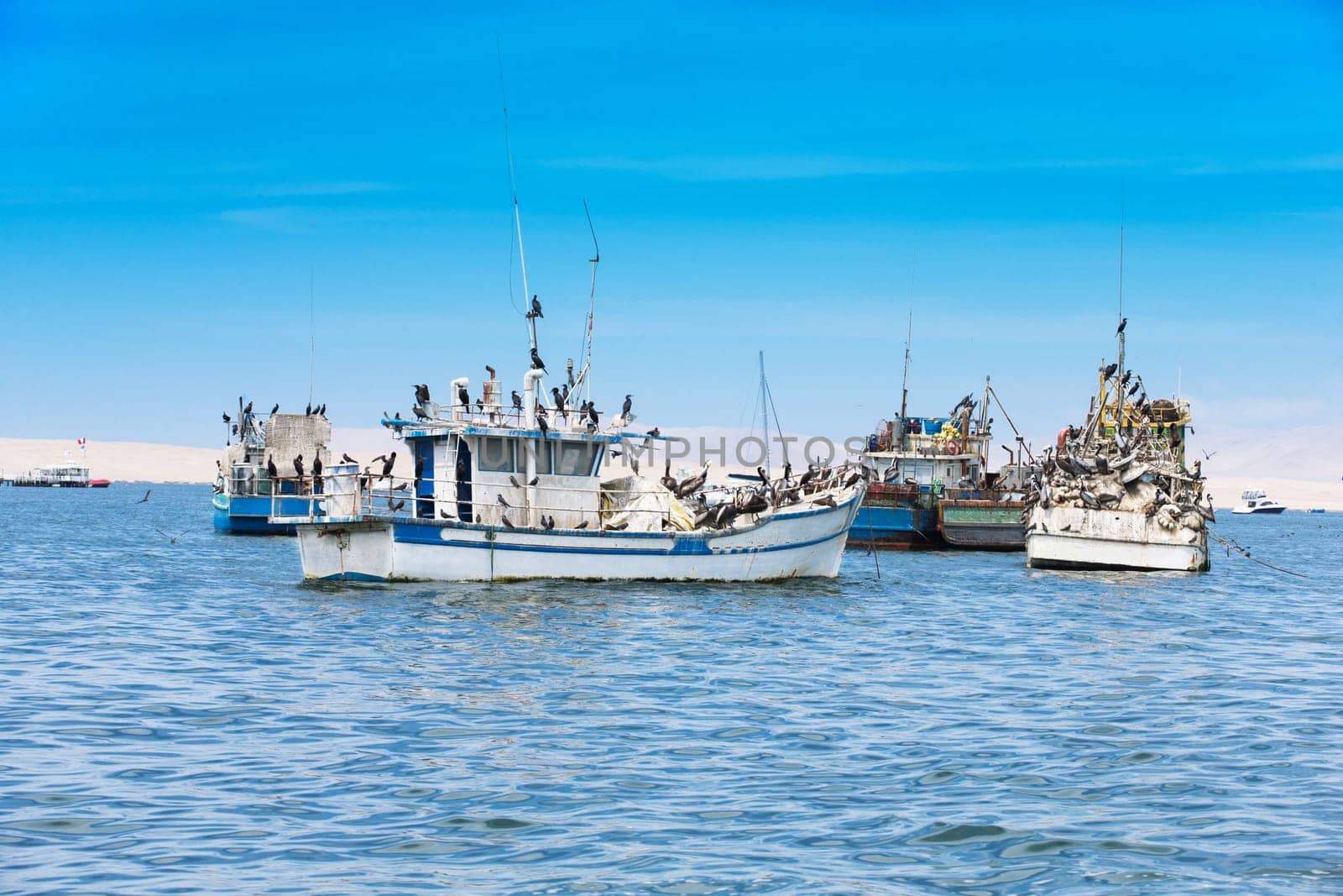 PARACAS, PERU, Fishing boat in Islas Ballestas region